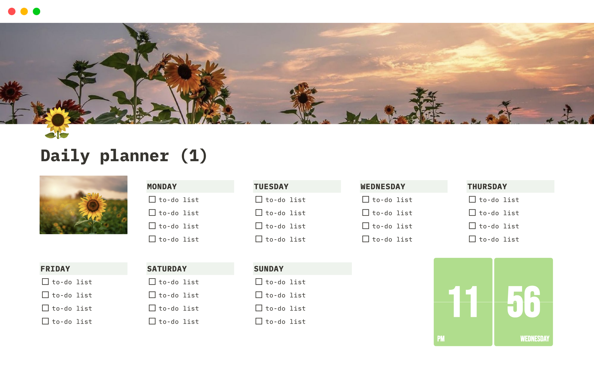 A template preview for Daily planner 