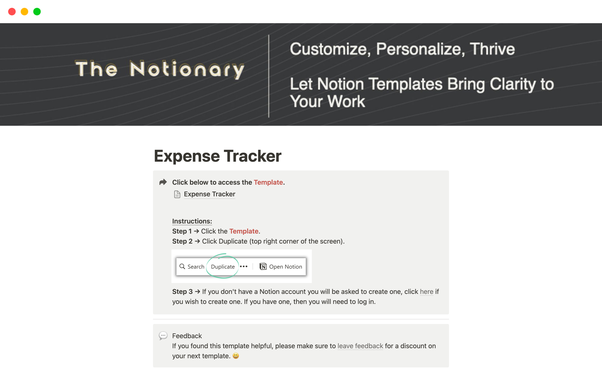 Mallin esikatselu nimelle Expense Tracker