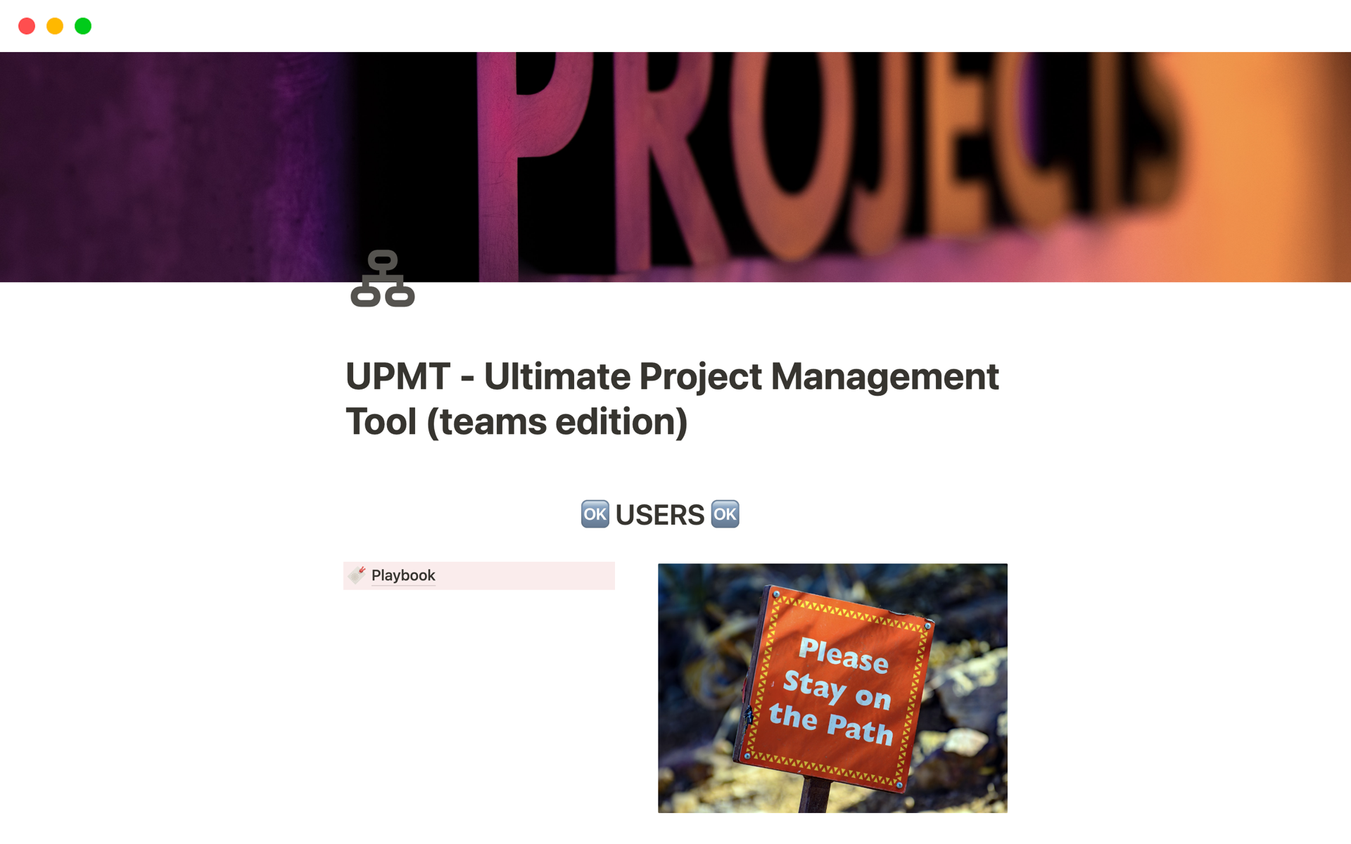 Vista previa de una plantilla para UPMT - Project Management (teams edition)