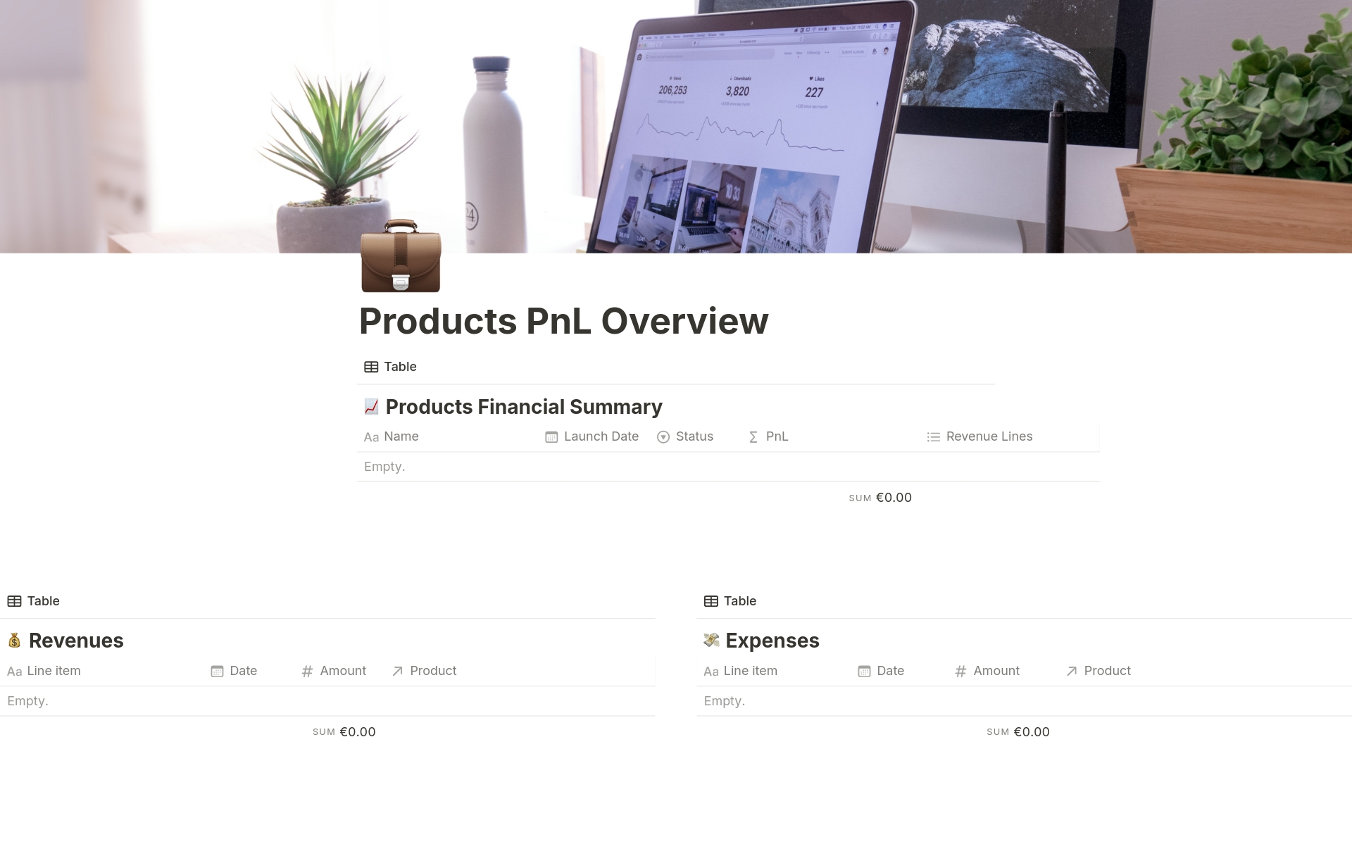 The Entrepreneur's Toolkit is perfect for startups! Track product PnL, manage tasks with a Kanban board, and boost productivity with a Pomodoro widget. Streamline your workflow and boost efficiency!