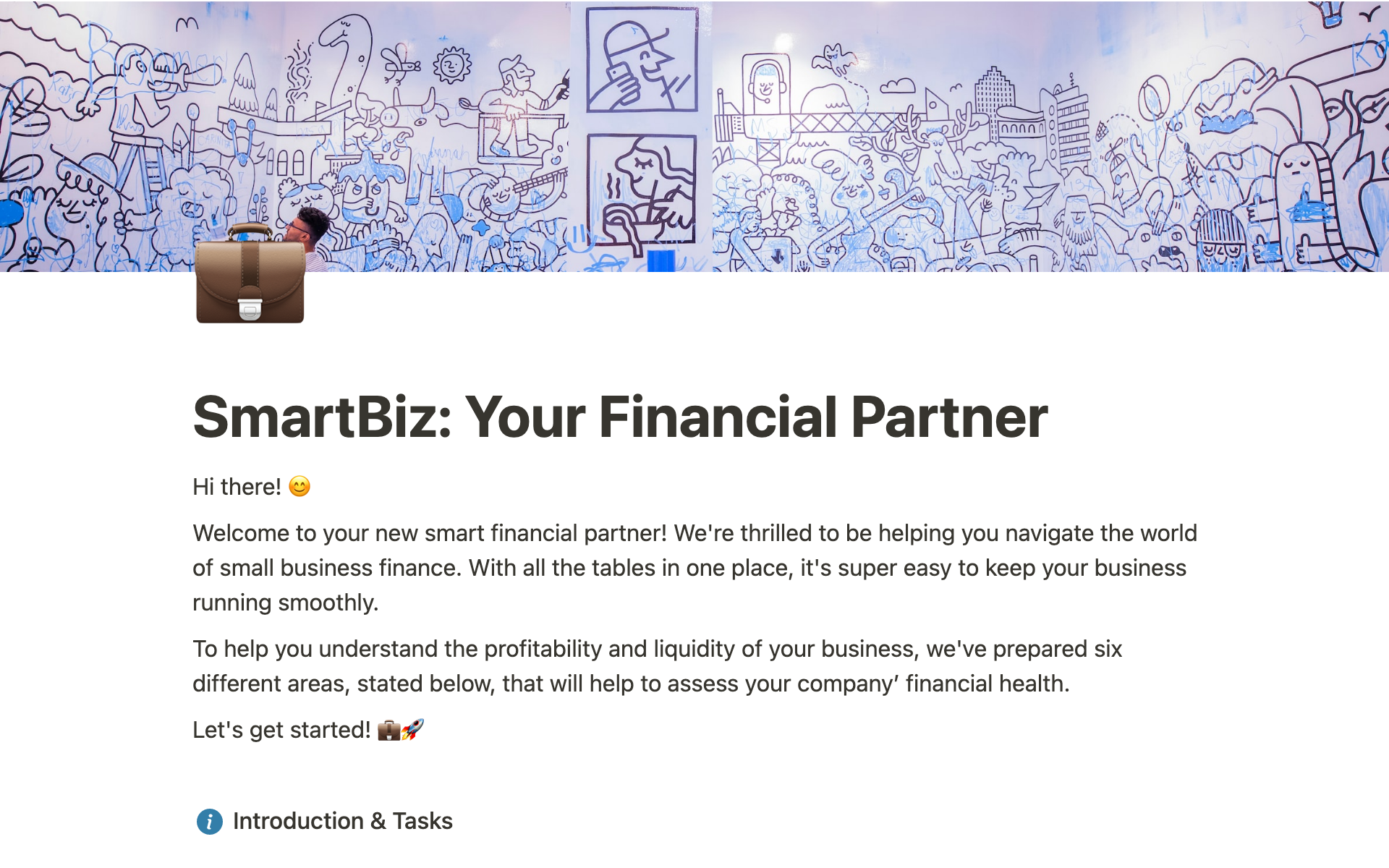 En förhandsgranskning av mallen för SmartBiz: Your Financial Partner