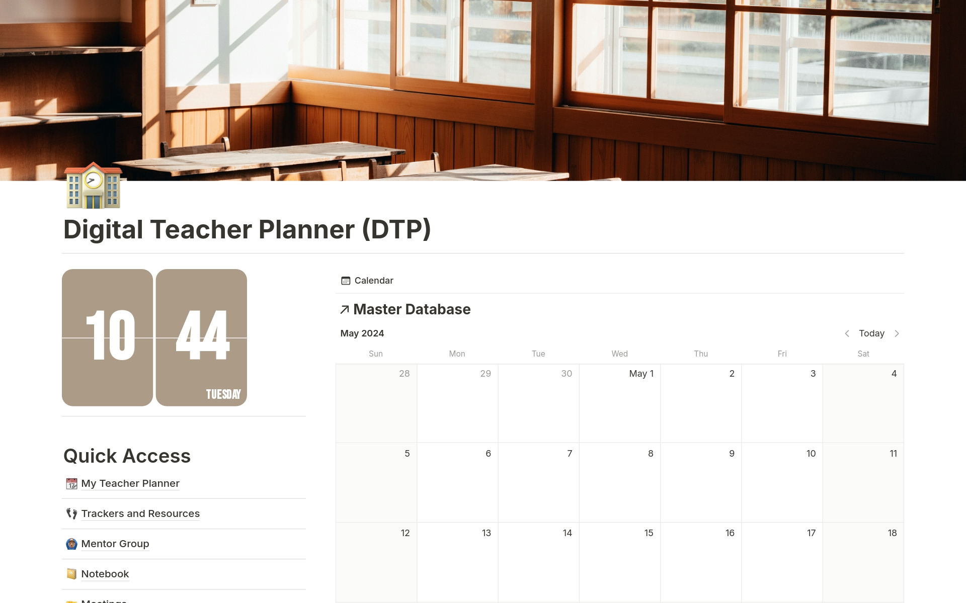 Eine Vorlagenvorschau für Digital Teacher Planner