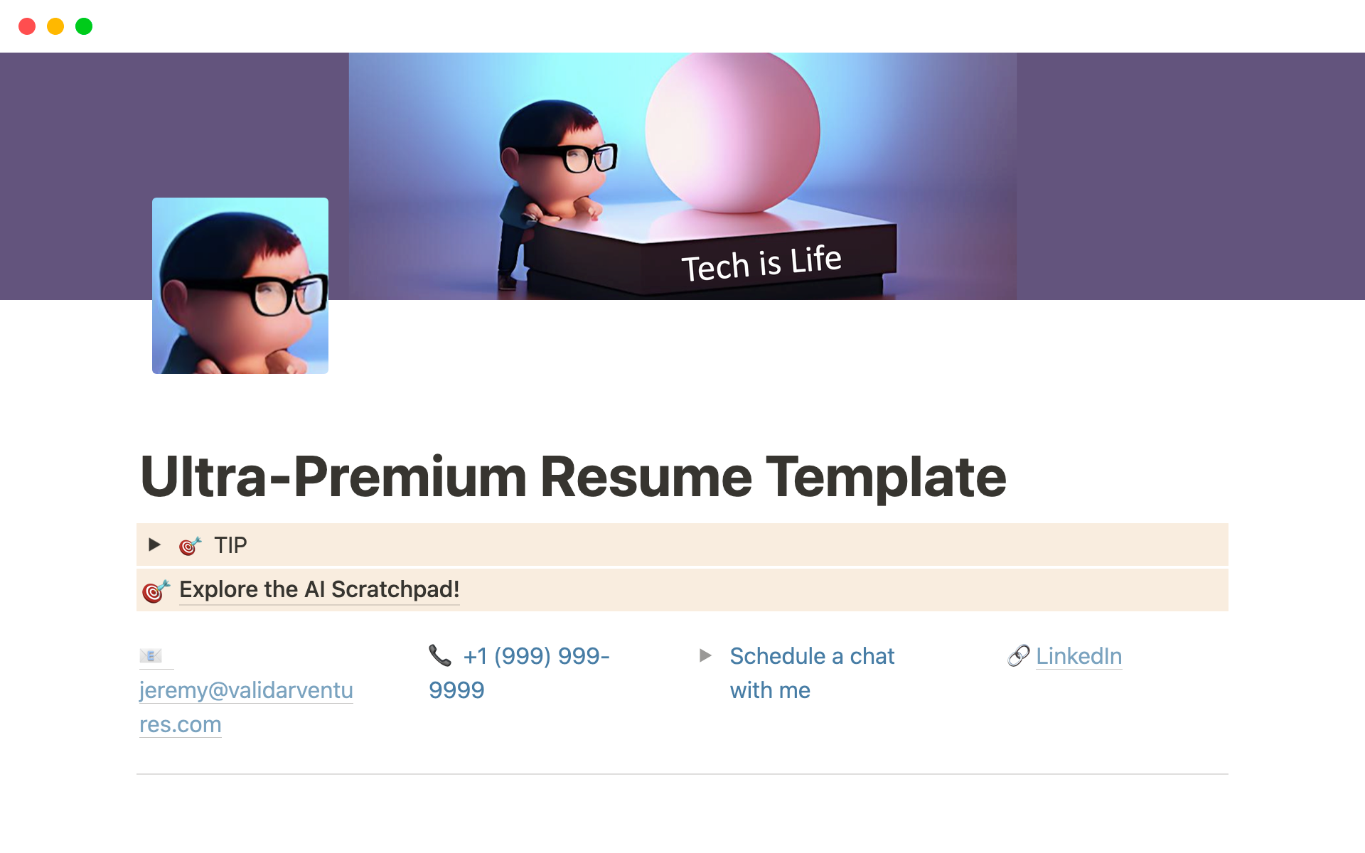 En förhandsgranskning av mallen för Ultra-Premium Resume
