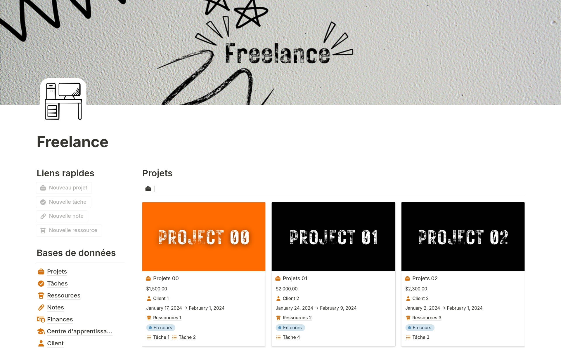 A template preview for Freelance 