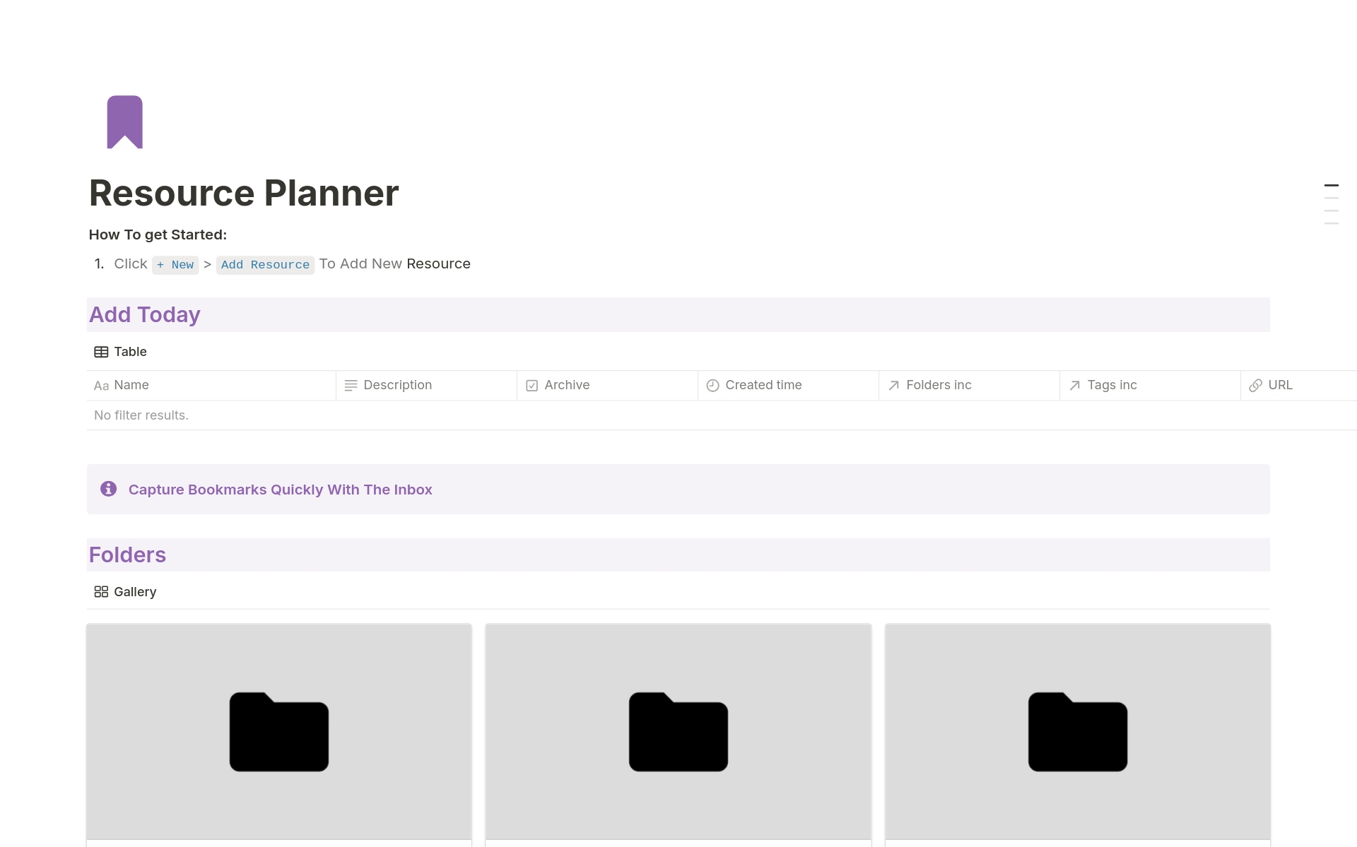 A template preview for Resource Planner