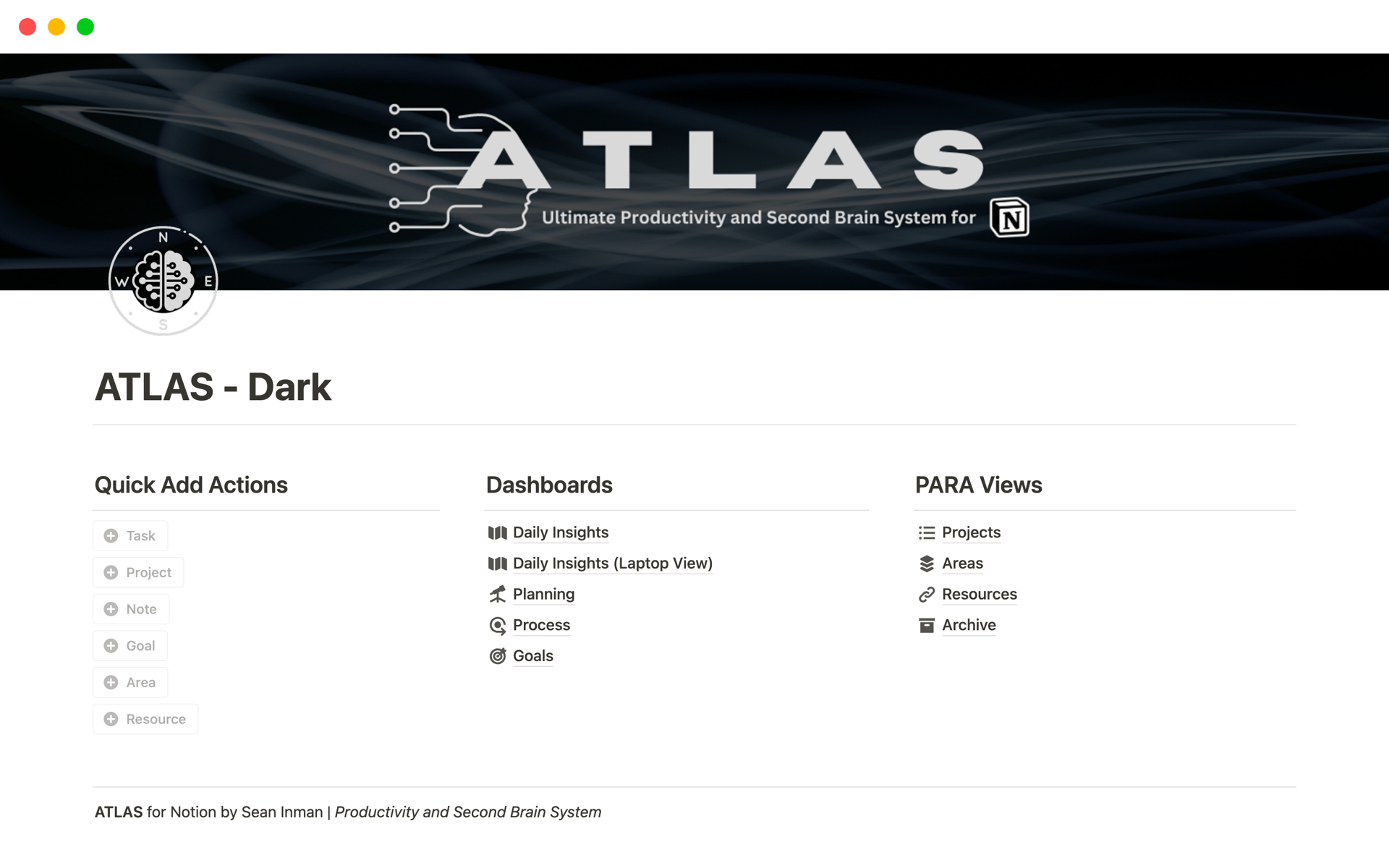 En förhandsgranskning av mallen för ATLAS Pro