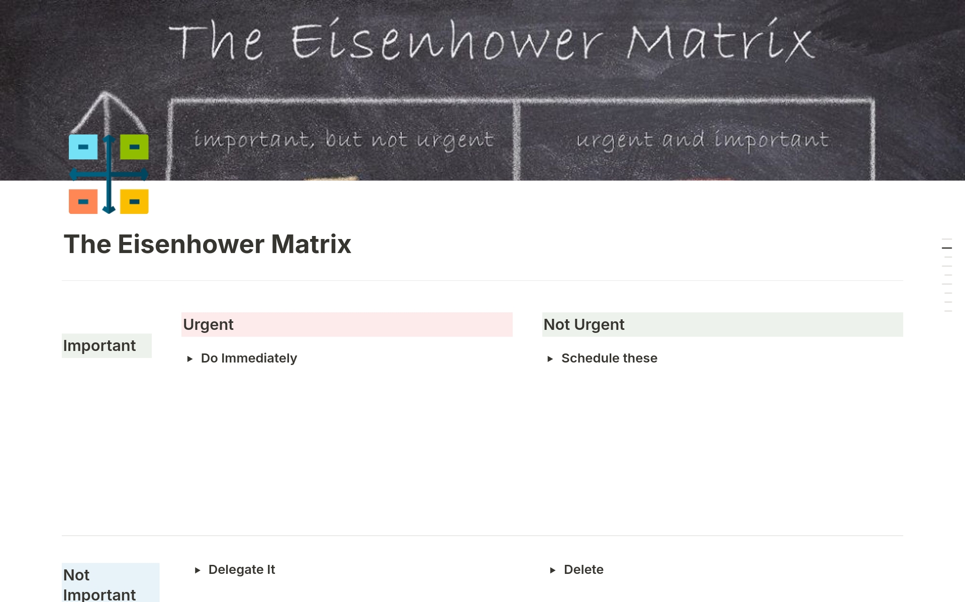 Eine Vorlagenvorschau für The Eisenhower Matrix