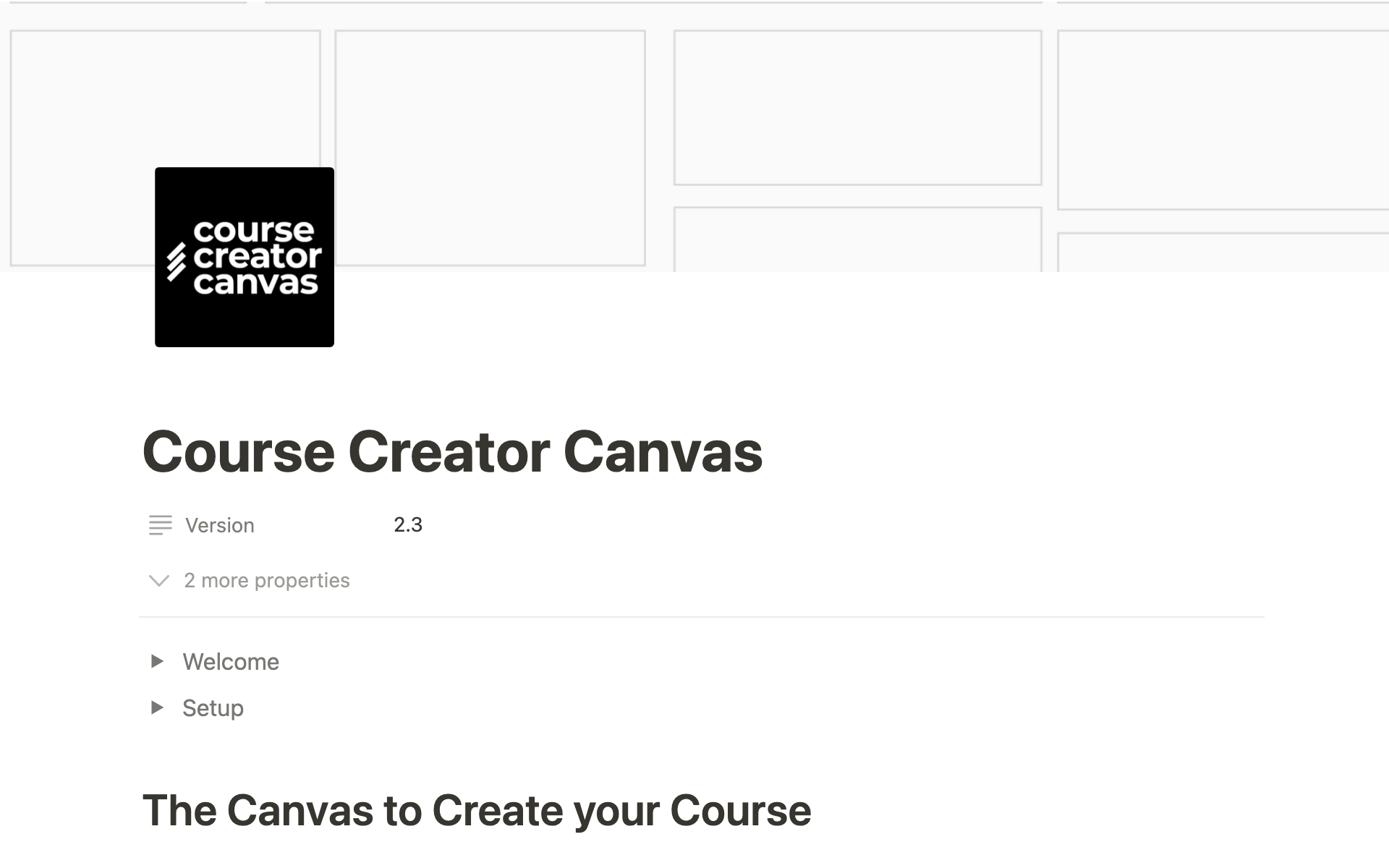 Vista previa de una plantilla para Course Creator Canvas