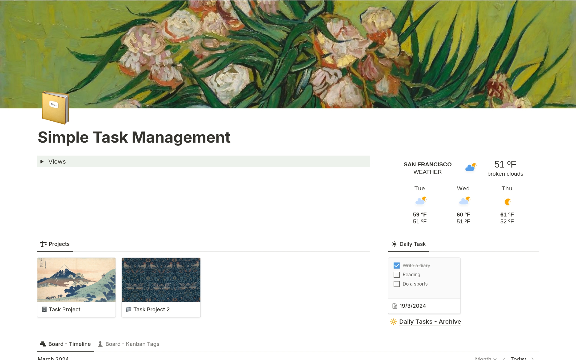This is a simple task management template.