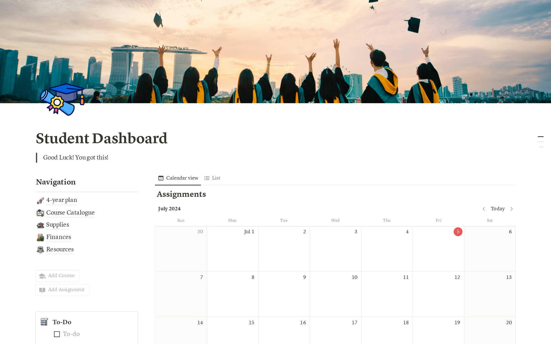 A template preview for College Planner