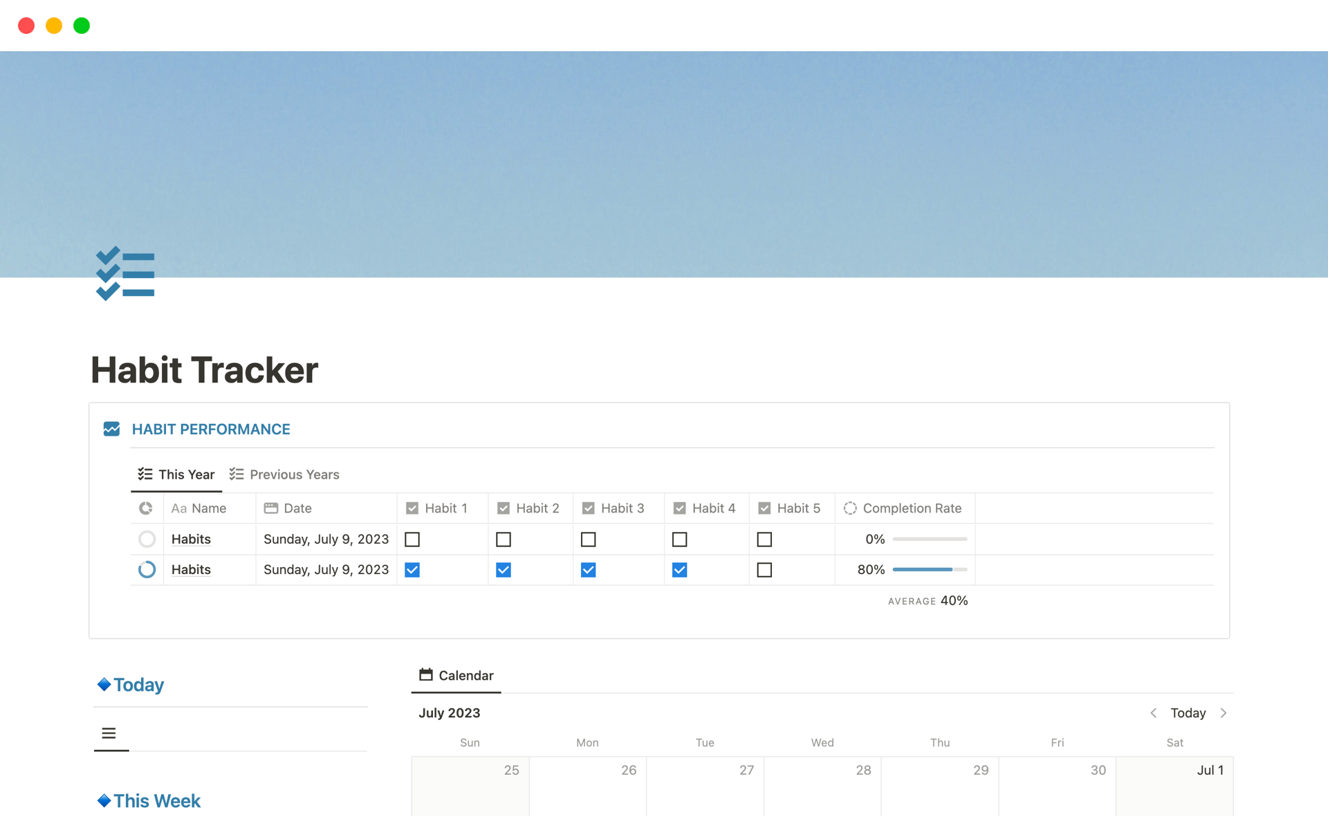 The Habit Tracker Notion template is a tool to track your habits and stay on track with your progress.