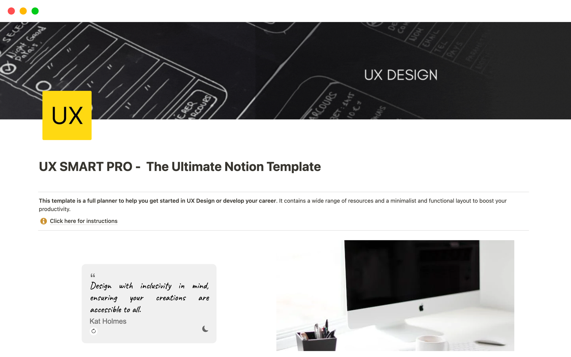 A template preview for UX SMART PRO -  The Ultimate Notion Template