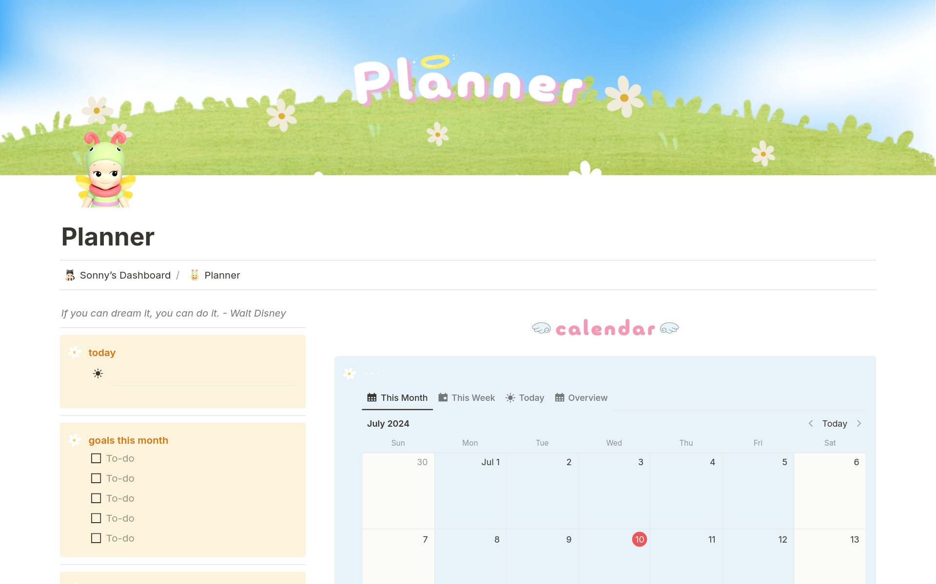 Enhance your planning with the Sonny Angel Gamified Life Planner! This Notion template combines Sonny Angel's charm with a comprehensive life planner to keep you organized. Earn Life Points as you track daily moods and habits for motivational progress!