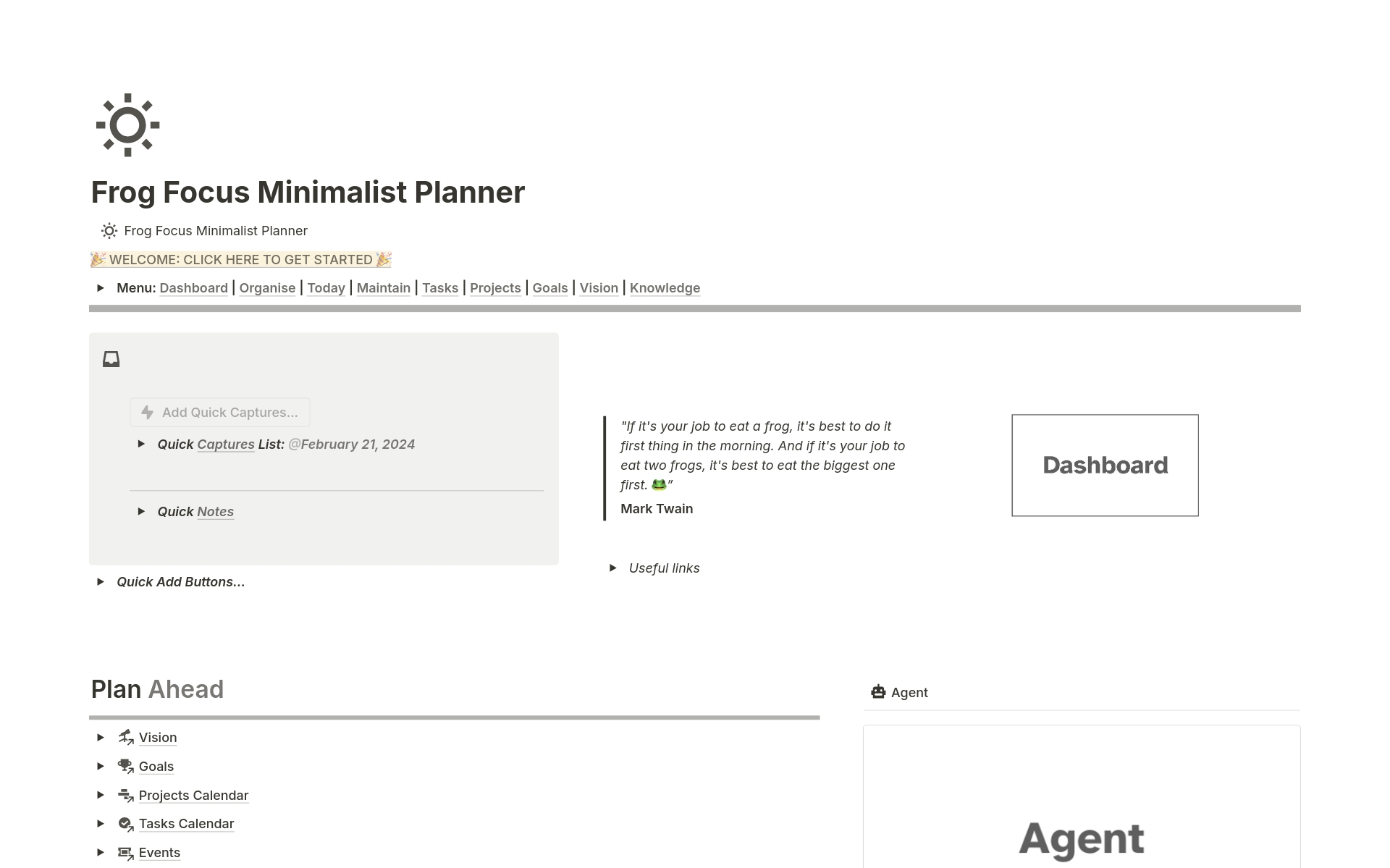 A template preview for ADHD Minimalist Life Planner