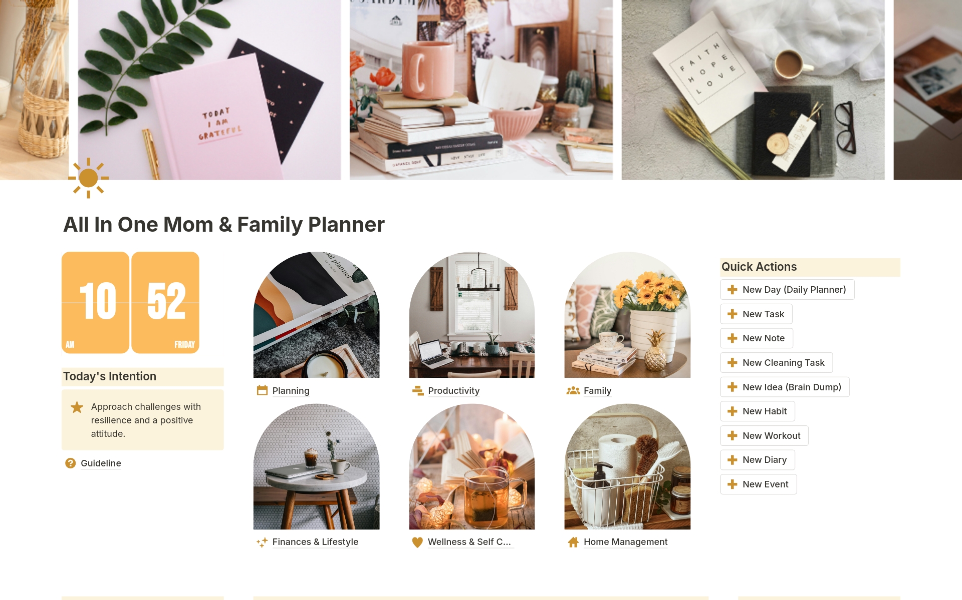 A template preview for All in One Mom and Family Life Planner