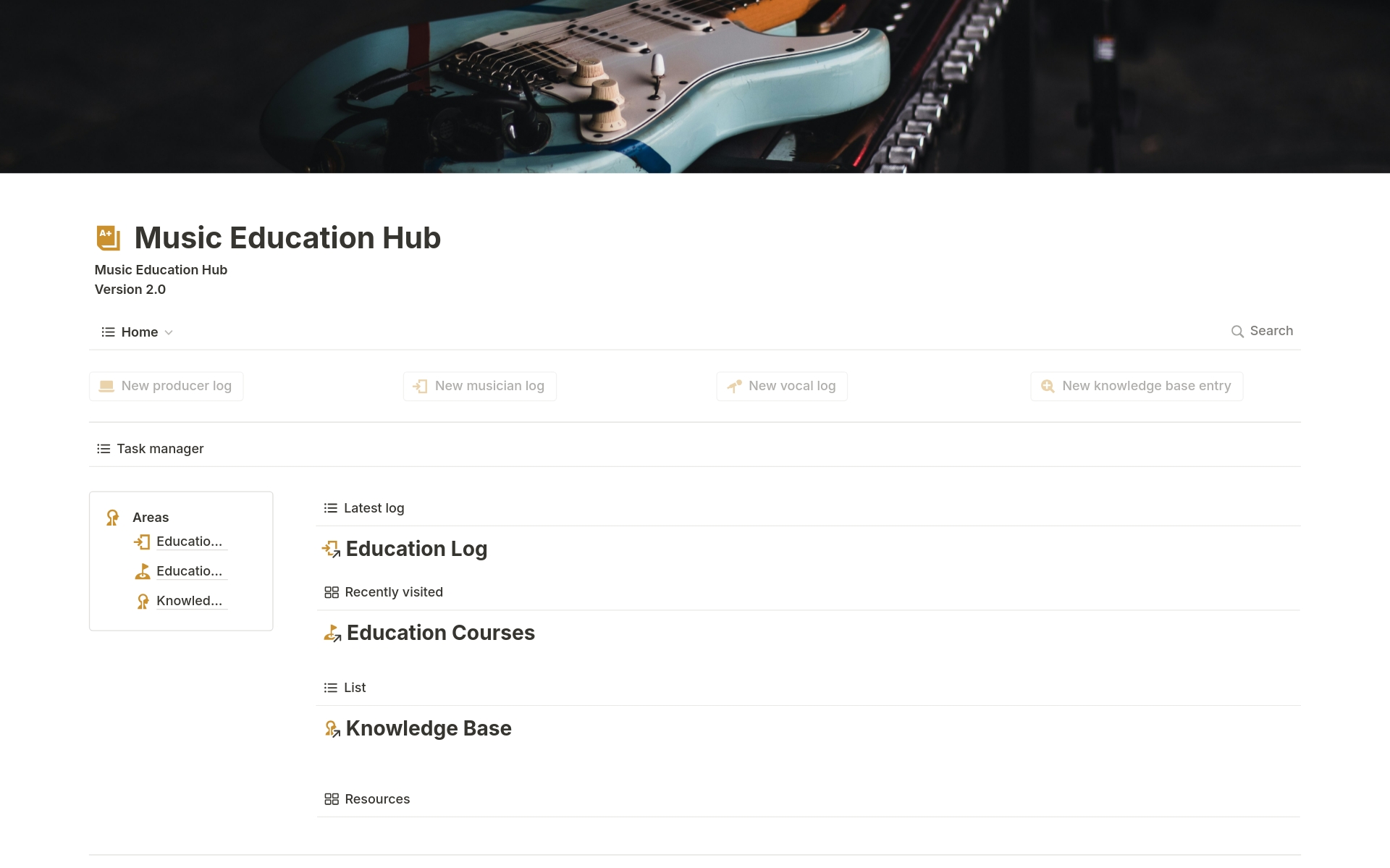 A template preview for Music Education Hub