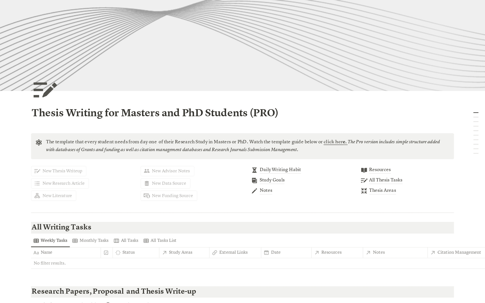 Vista previa de plantilla para Thesis writing for Masters and PhD Students (PRO)