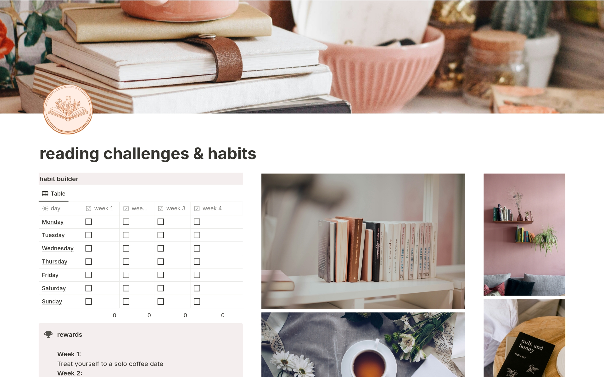 Introducing the Bloomery Studio's Digital Library in Notion - A cosy reading journal in Notion  - the perfect companion for book lovers seeking a delightful and organised reading experience. Track progress, reach goals, take on new challenges & more.