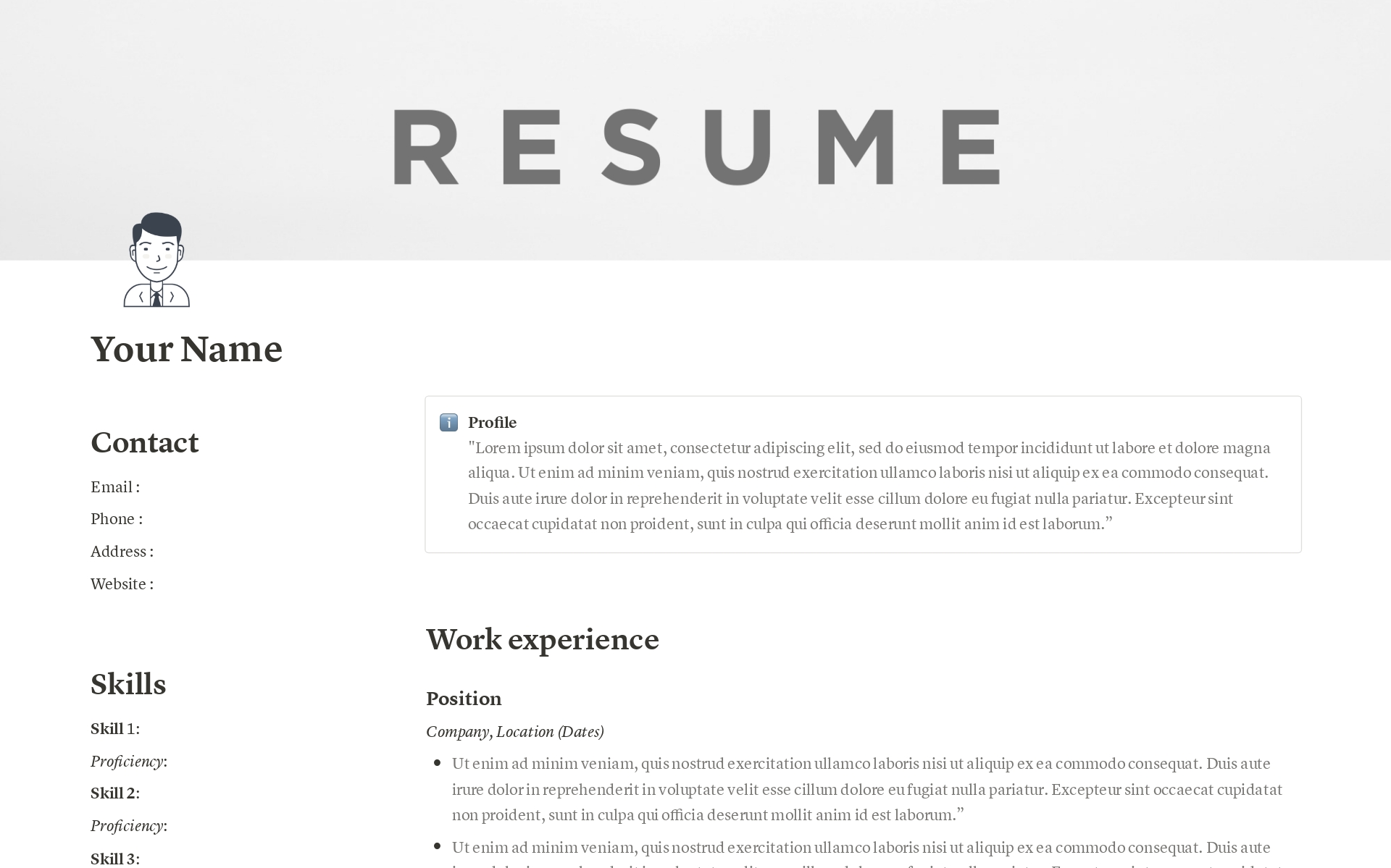 Our Professional Resume Template has been carefully created to assist you in creating a polished and effective resume with ease. Regardless of your level of experience, this template offers a simple and contemporary design that skillfully showcases your accomplishments, backgroun