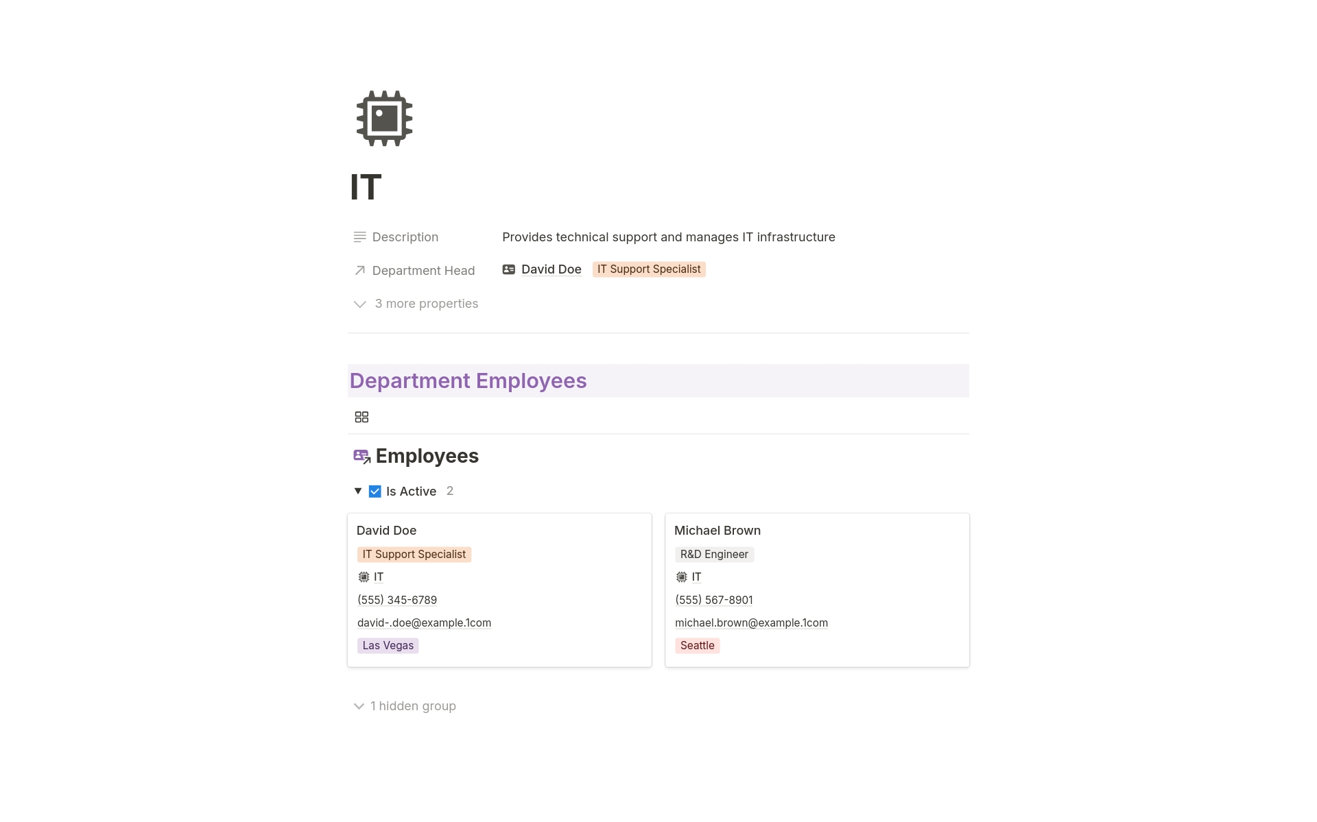 Keep track of your employees' details and contact information with this Notion template. Easily add and manage details such as personal information, job titles, department affiliations, and contact information. Keep your employee records up-to-date and accessible at all times.