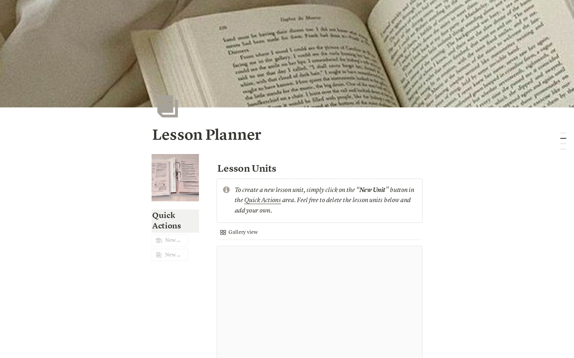 A template preview for Lesson Planner