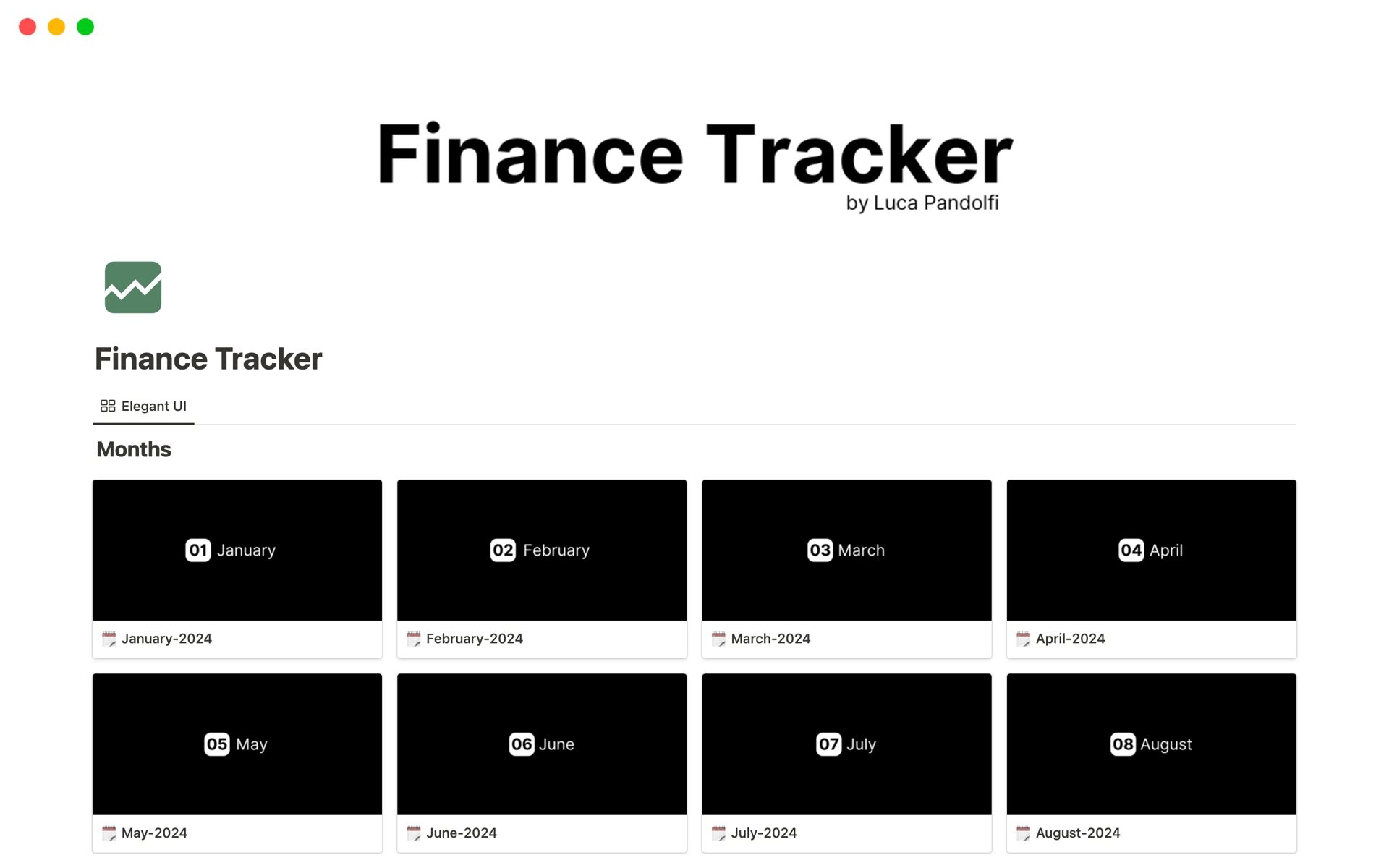 Mallin esikatselu nimelle Finance Tracker