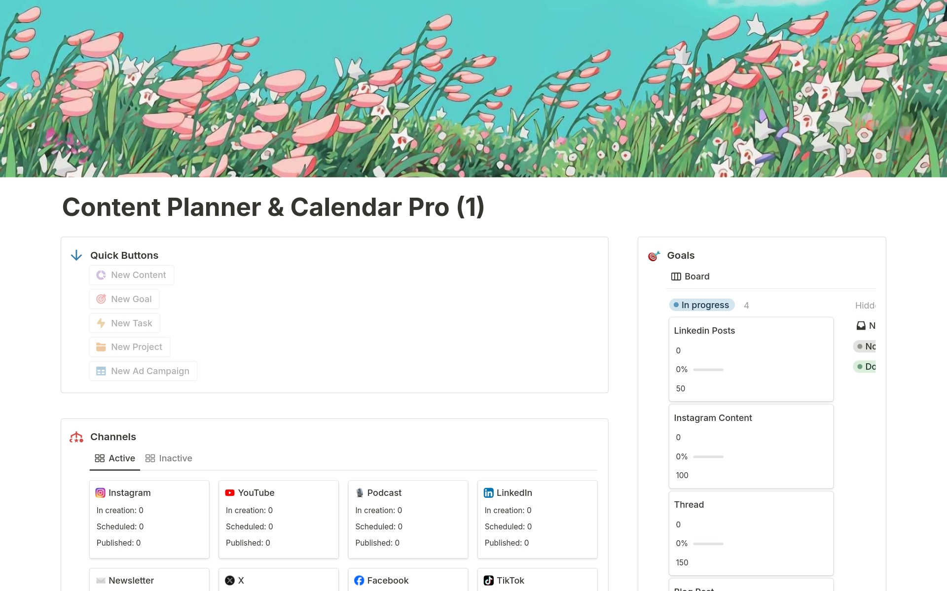 Eine Vorlagenvorschau für Ultimate Content Planner & Calendar