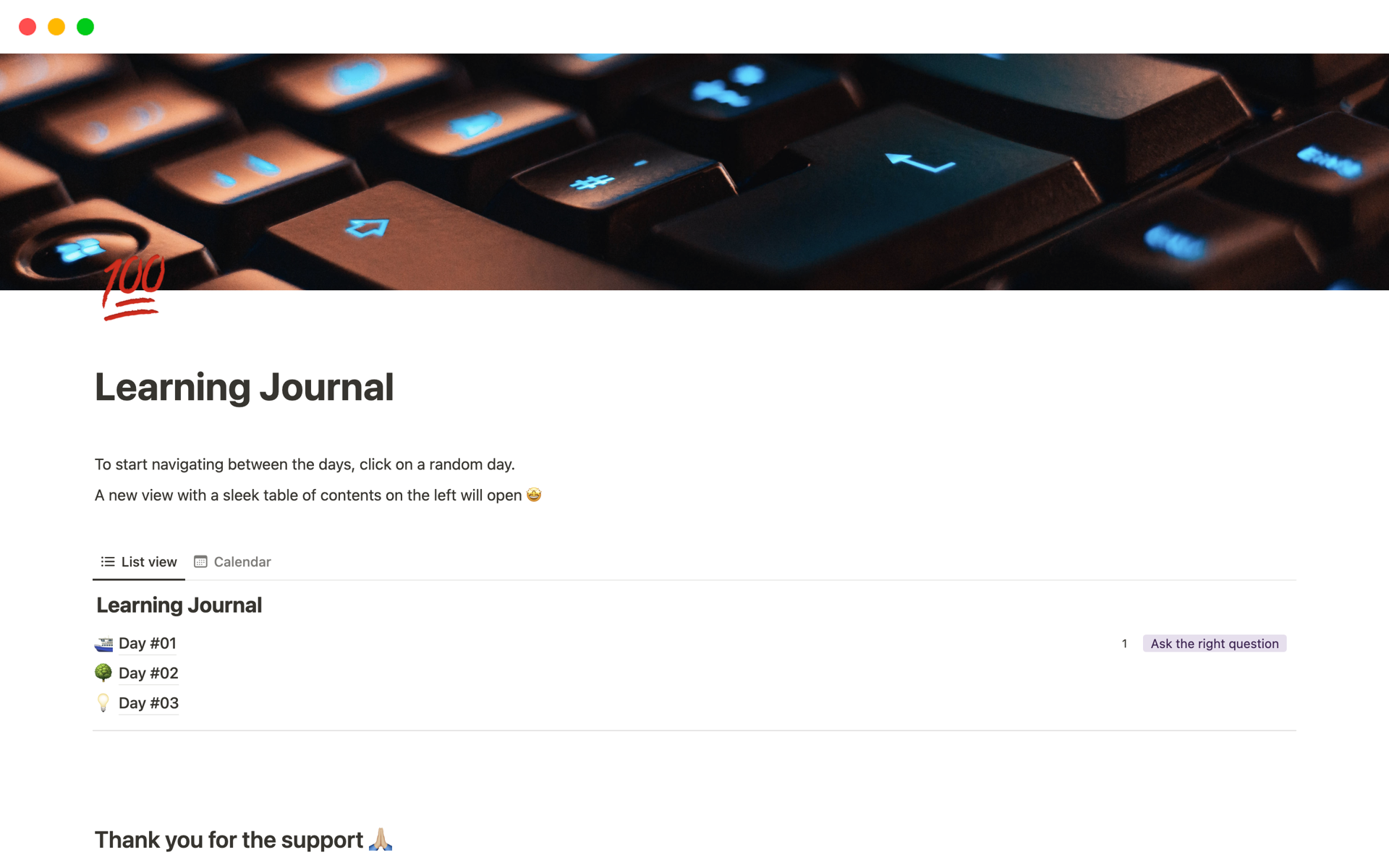 Vista previa de plantilla para Learning Journal 