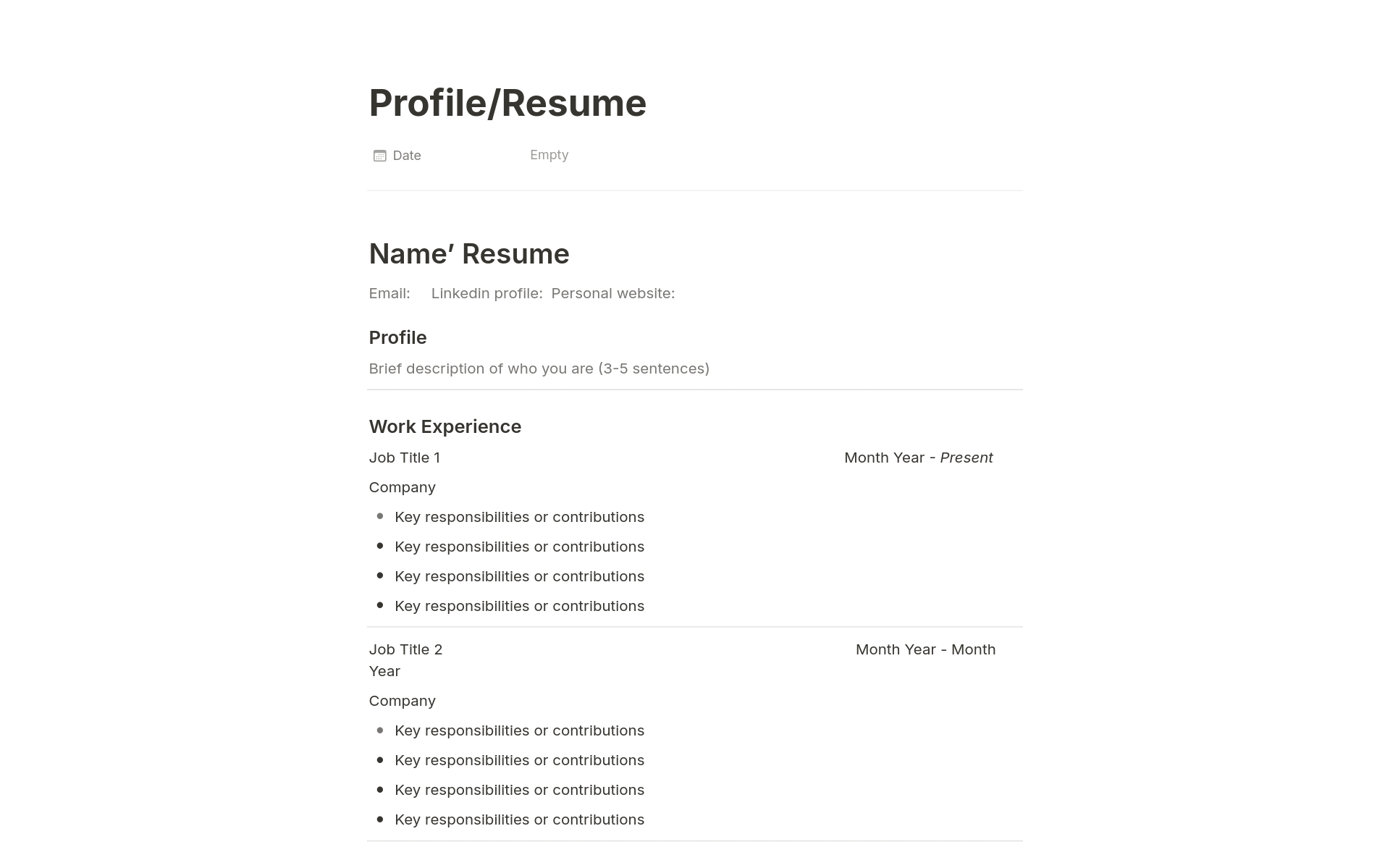 A simple website landing page with brief description of you, resume, publication/work and public posts.