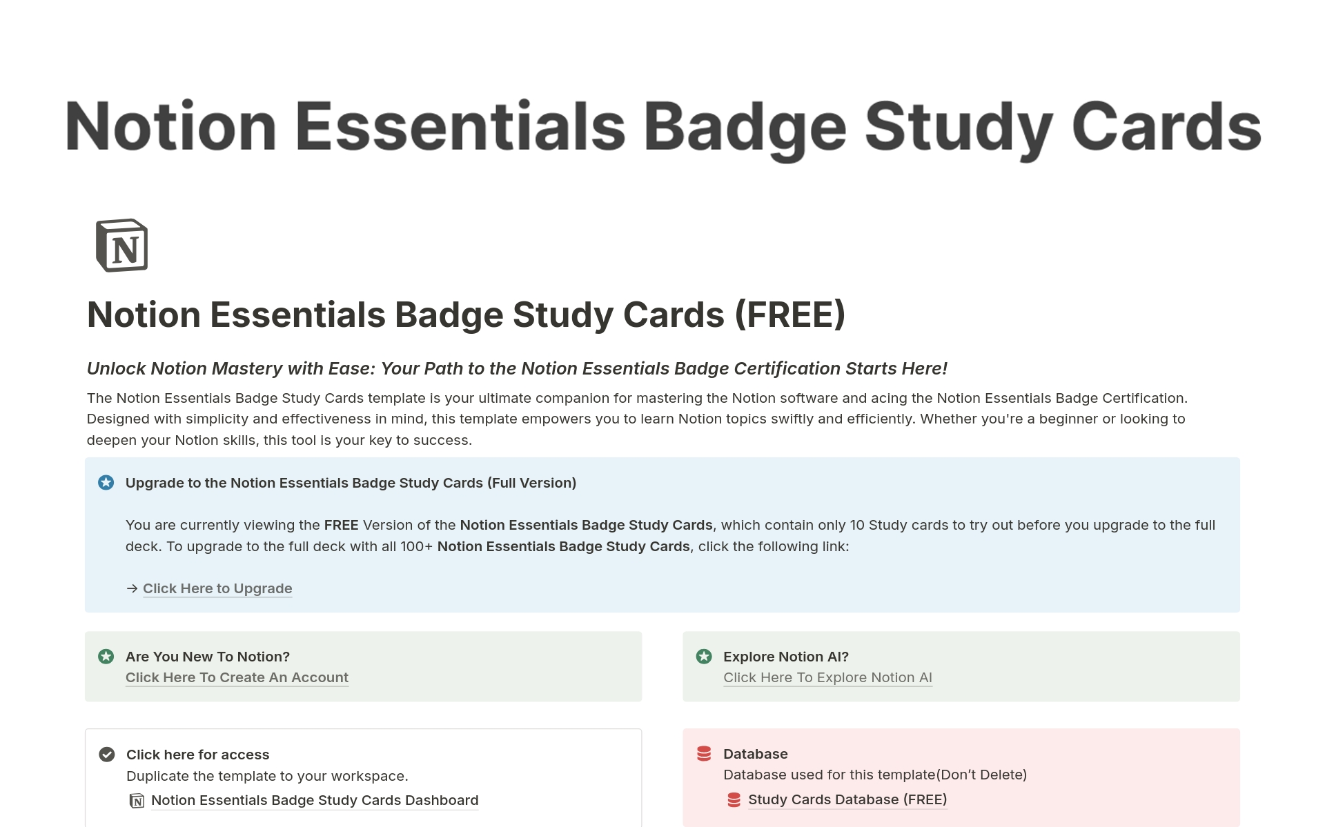 Vista previa de una plantilla para Essentials Badge Flash Cards Deck