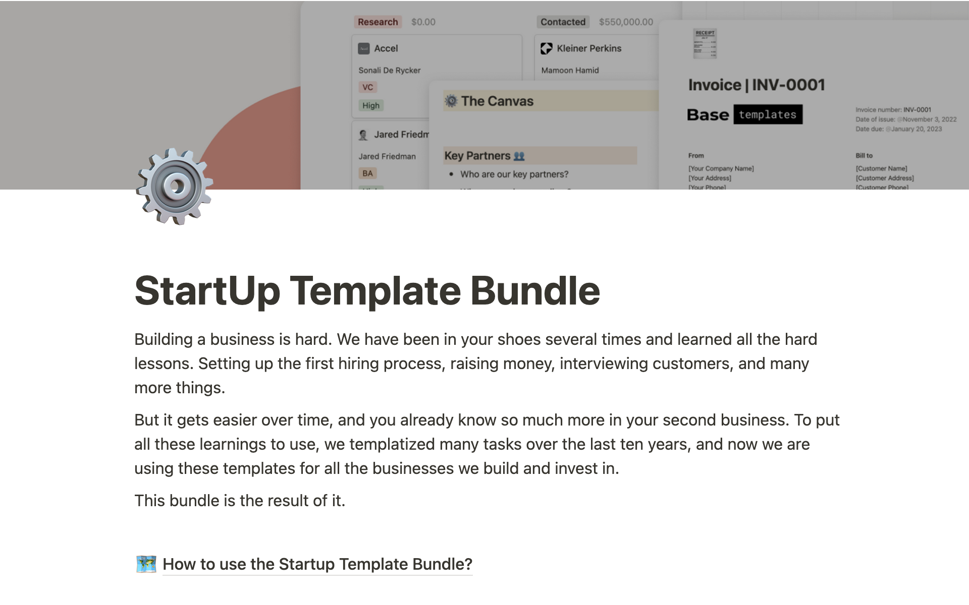 En förhandsgranskning av mallen för Startup Templates Bundle