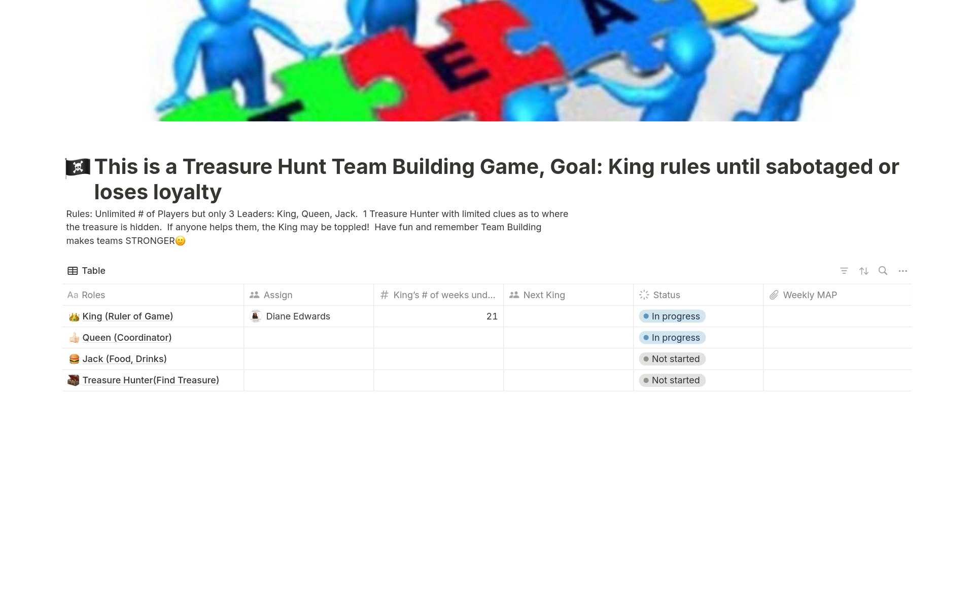 Vista previa de una plantilla para Treasure Hunt Team Building Game