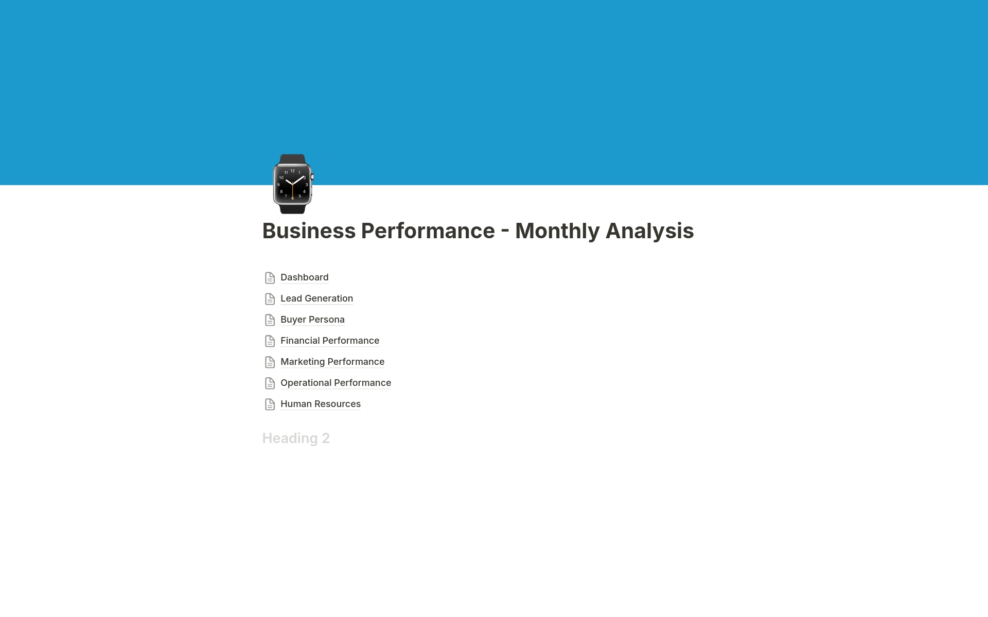 Vista previa de una plantilla para Business Performance Analysis