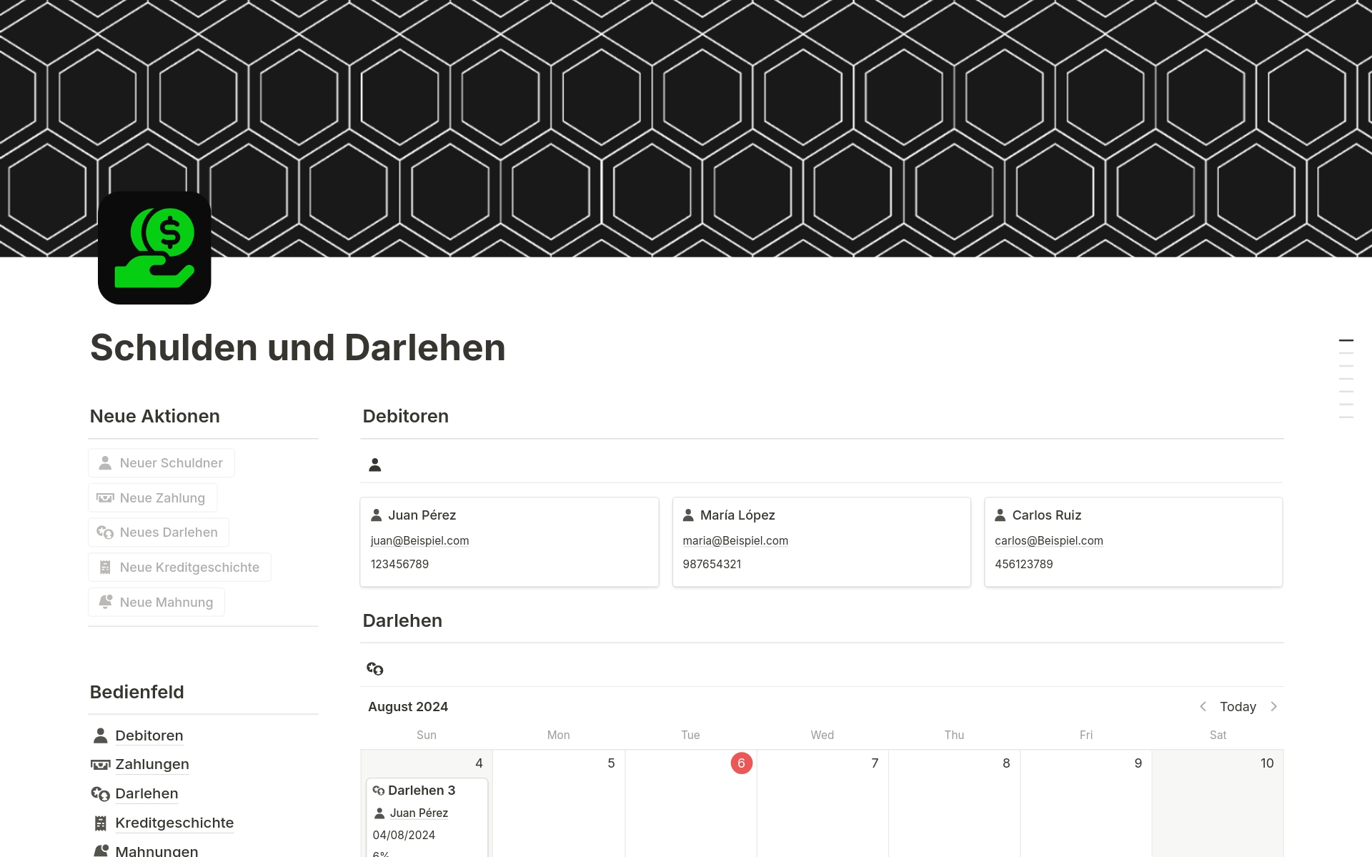 Schulden und Darlehen Vorlage | Notion-Marketplace