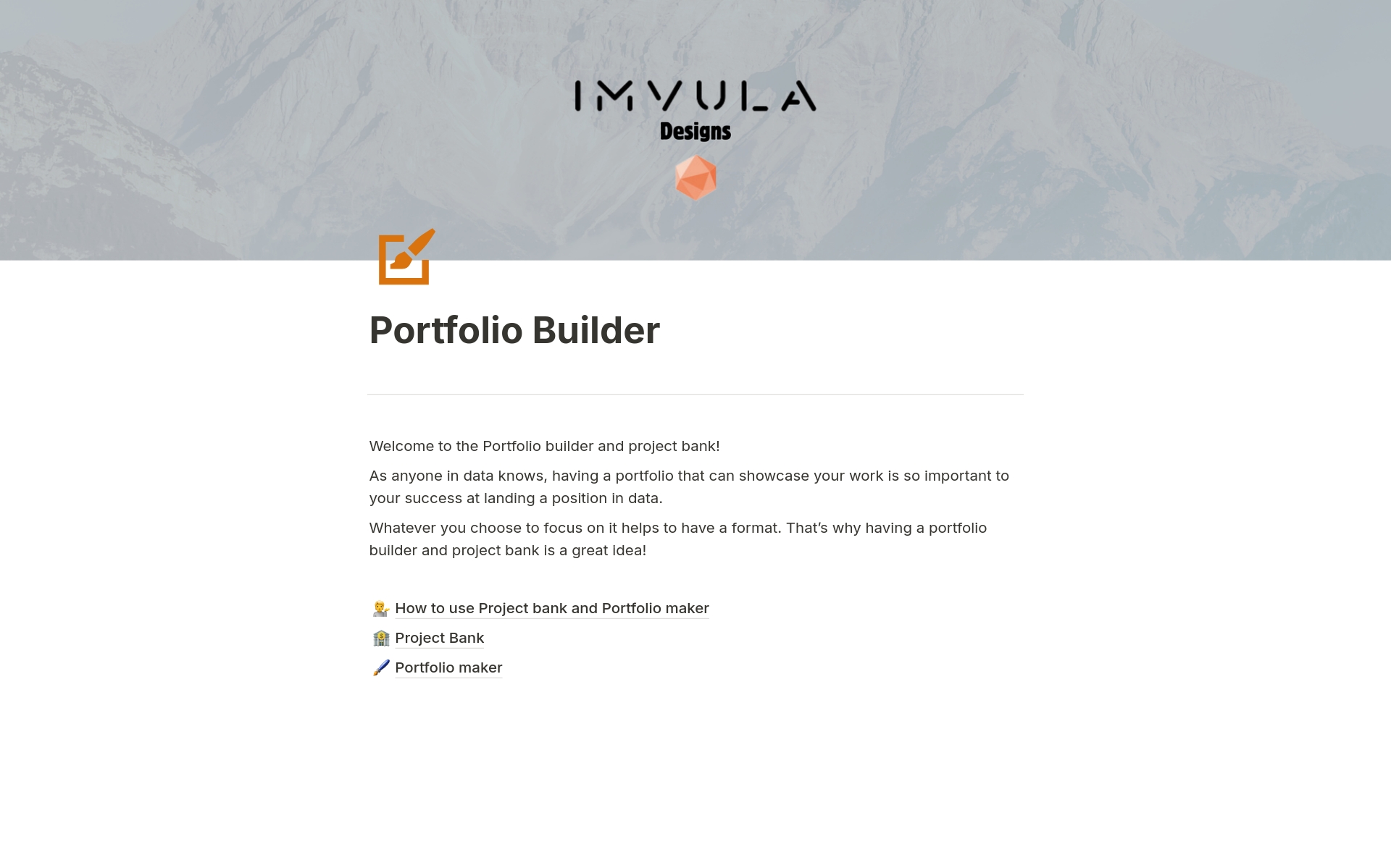 En förhandsgranskning av mallen för Portfolio Builder