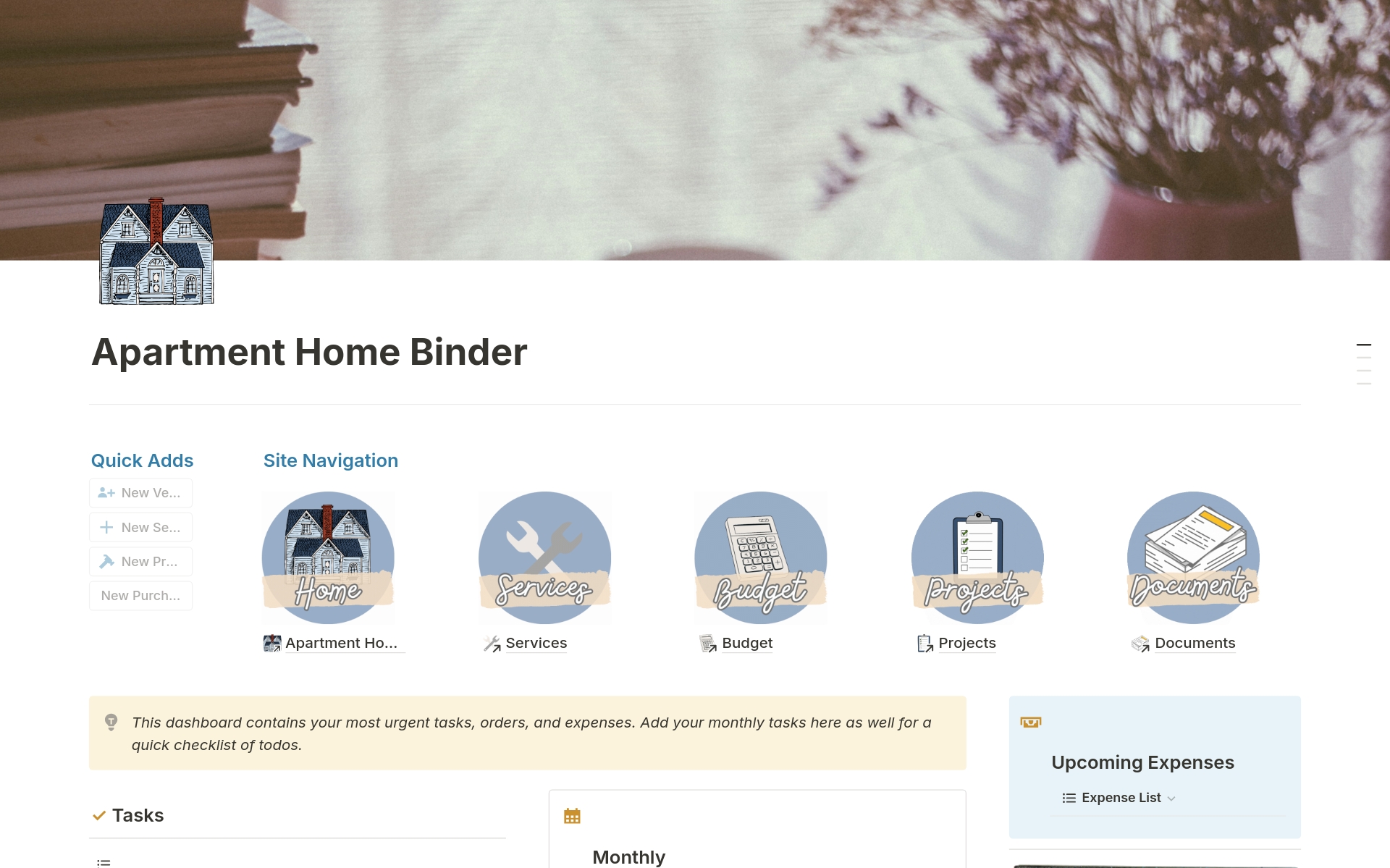 Introducing the Ultimate Apartment Home Binder and condo notion planner —a meticulously crafted household maintenance binder designed to streamline expenses, supplies, warranties, habits, budget, and more. It is the perfect tool for taking care of your home.