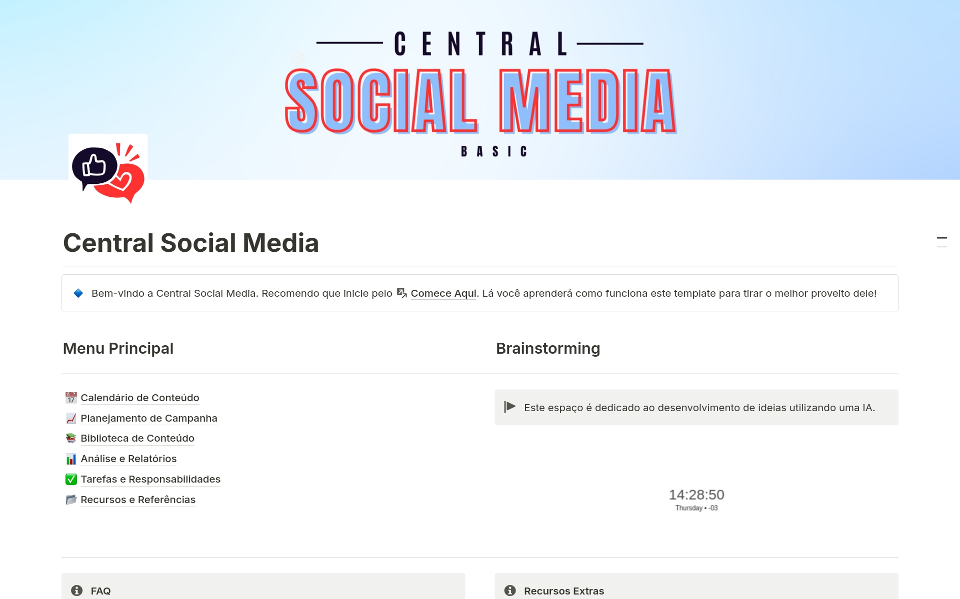 A template preview for Central Social Media Basic