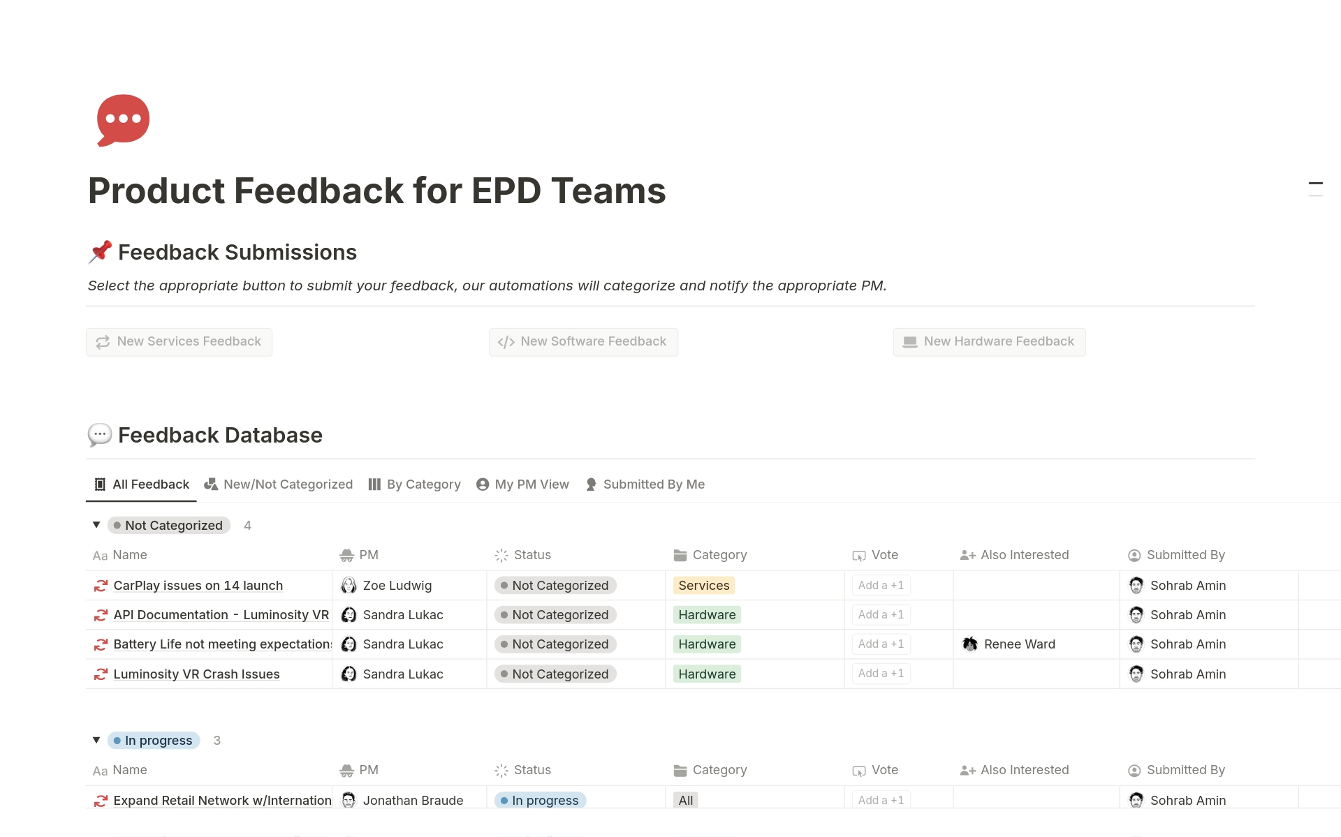 Centralize and streamline product feedback for EPD teams to enhance collaboration and drive improvements efficiently.