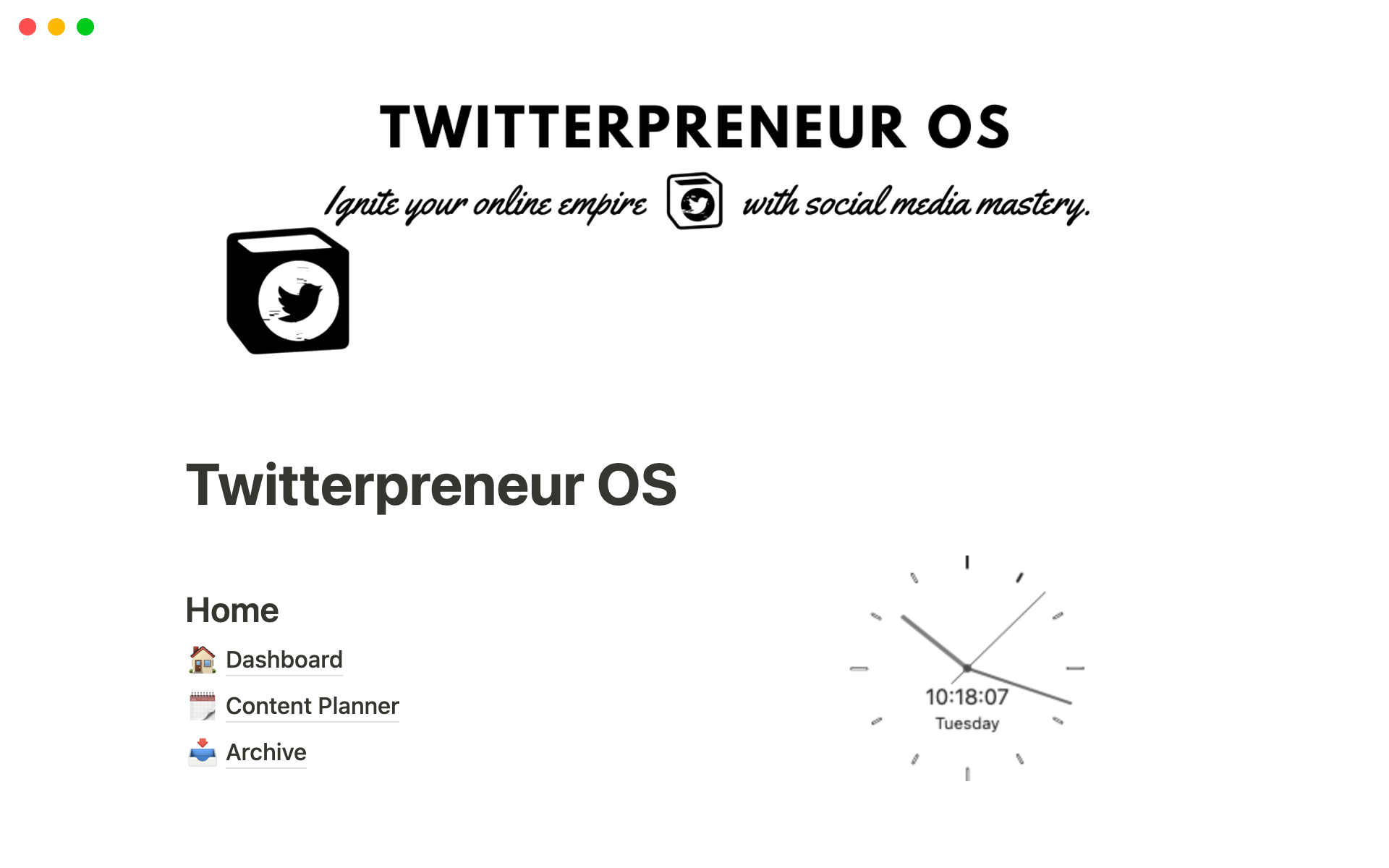 This template gives you everything you'll need to start your soloentrepeneur journey on Twitter.