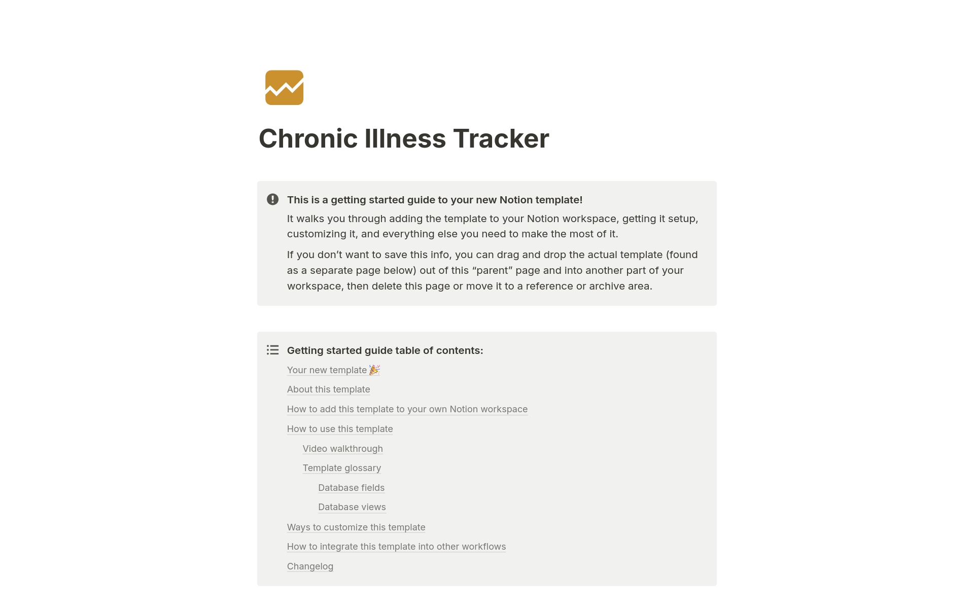 Chronic Illness Health Trackerのテンプレートのプレビュー