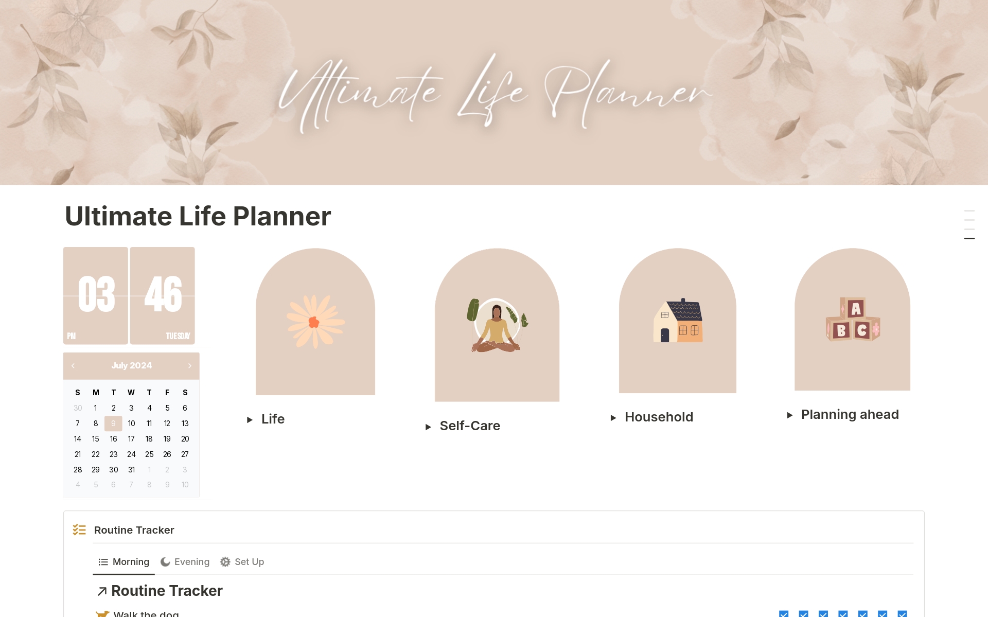 A template preview for The Ultimate Productivity Life Planner
