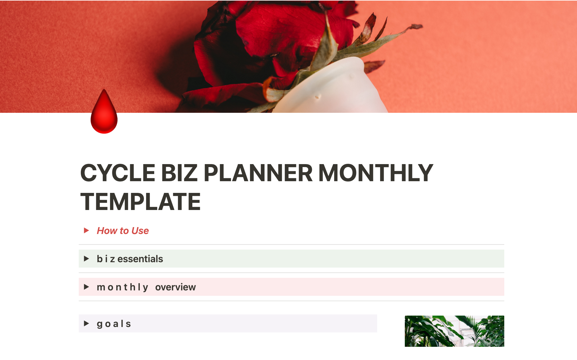 Eine Vorlagenvorschau für Monthly Cycle Biz Planner Template