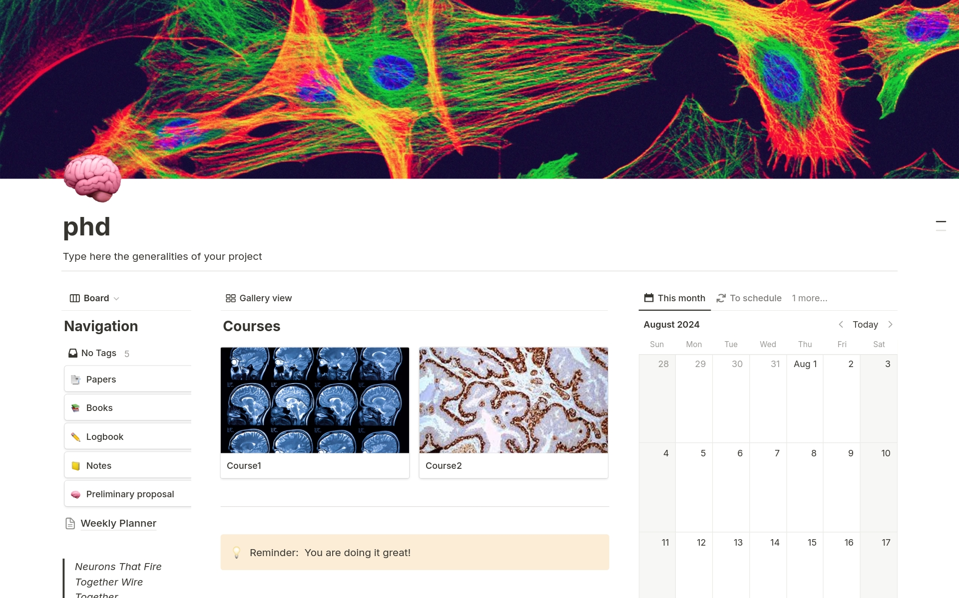 A template preview for PhD