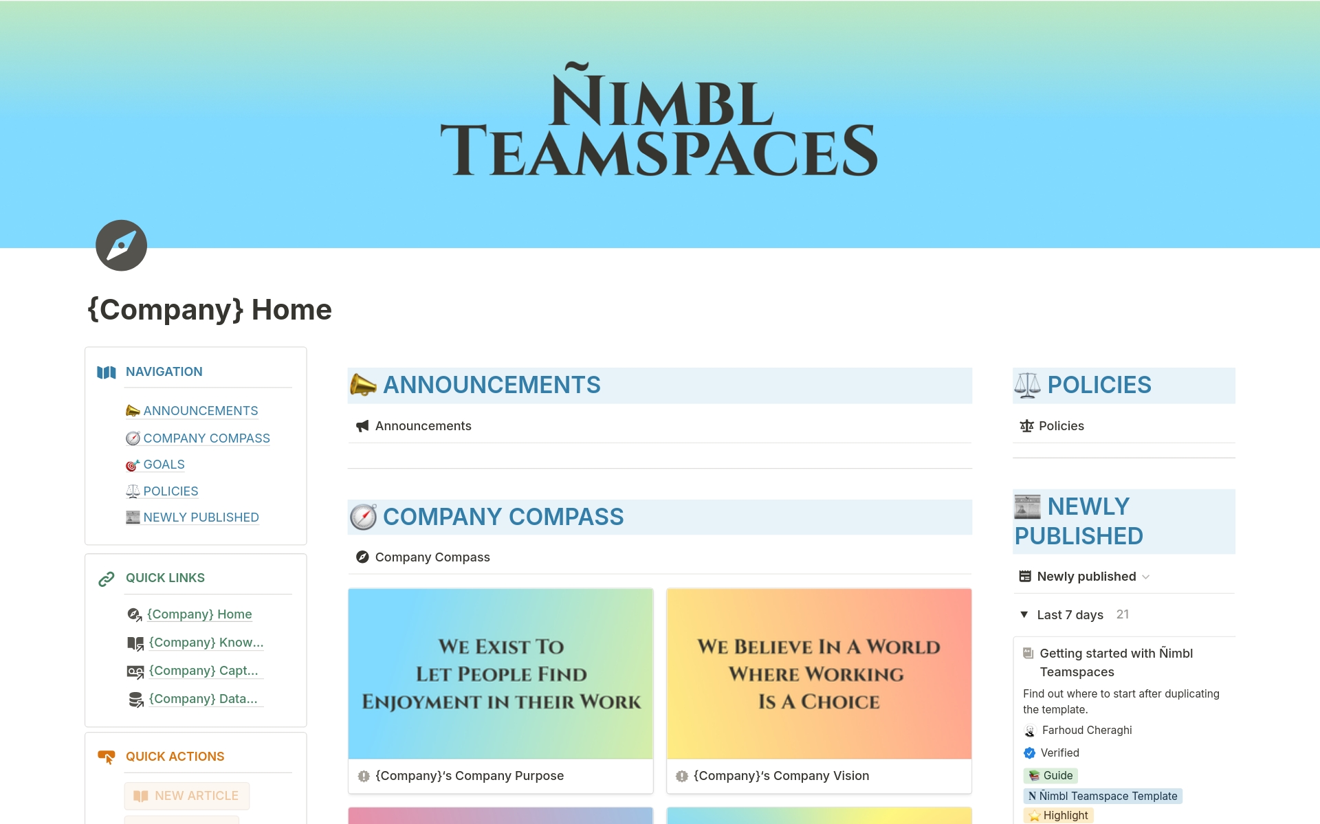 Ñimbl Teamspaces provides your Notion workspace with the foundation for effective knowledge management, fostering better thinking and collaboration – and it was built in a Startup.

