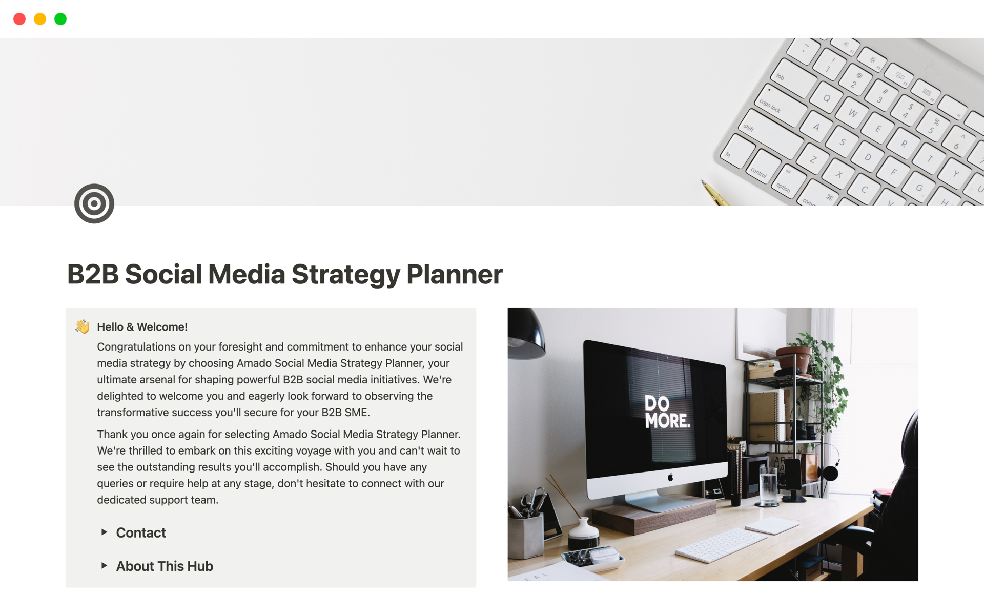 Uma prévia do modelo para B2B Social Media Strategy Planner