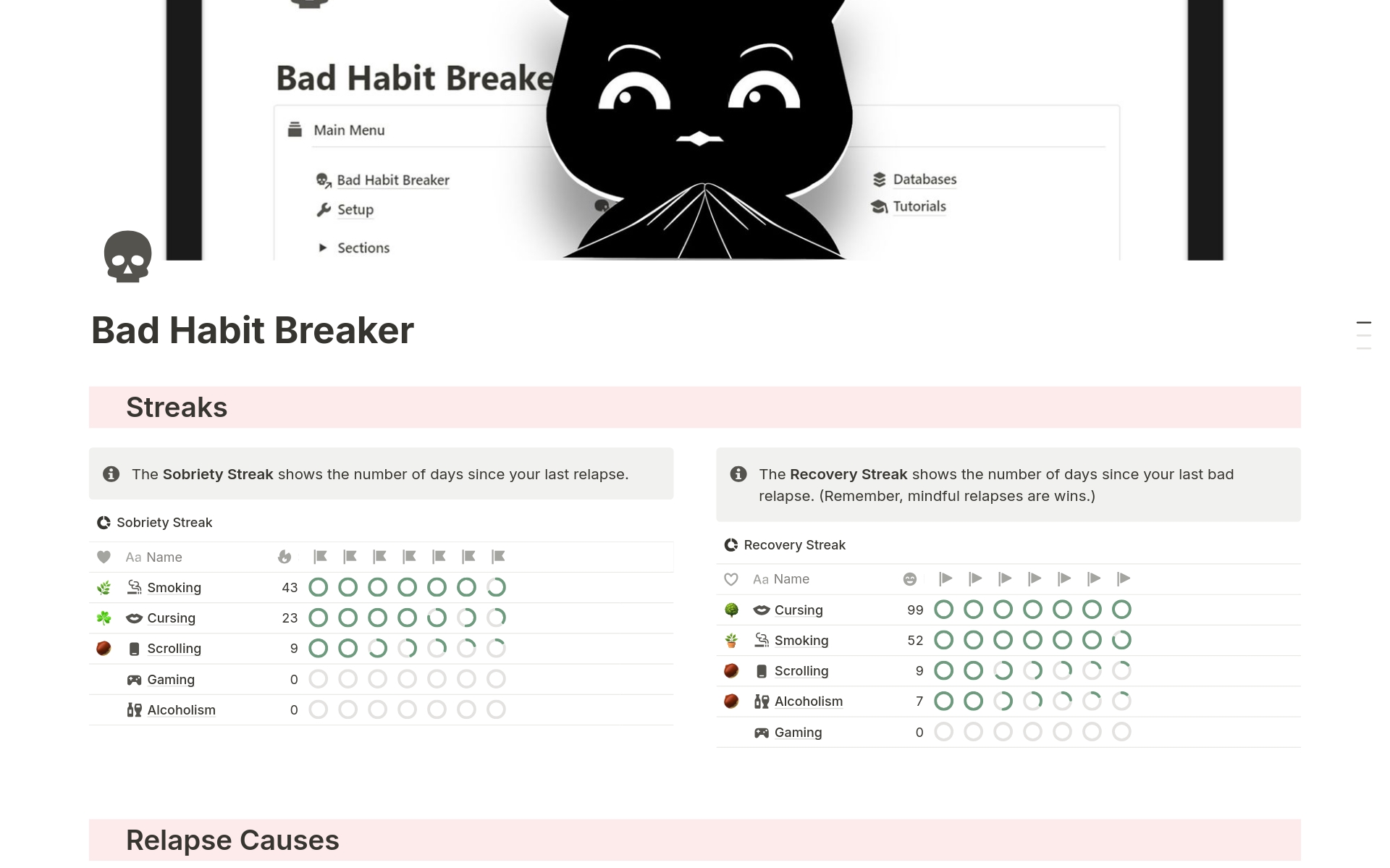 A template preview for Bad Habit Breaker