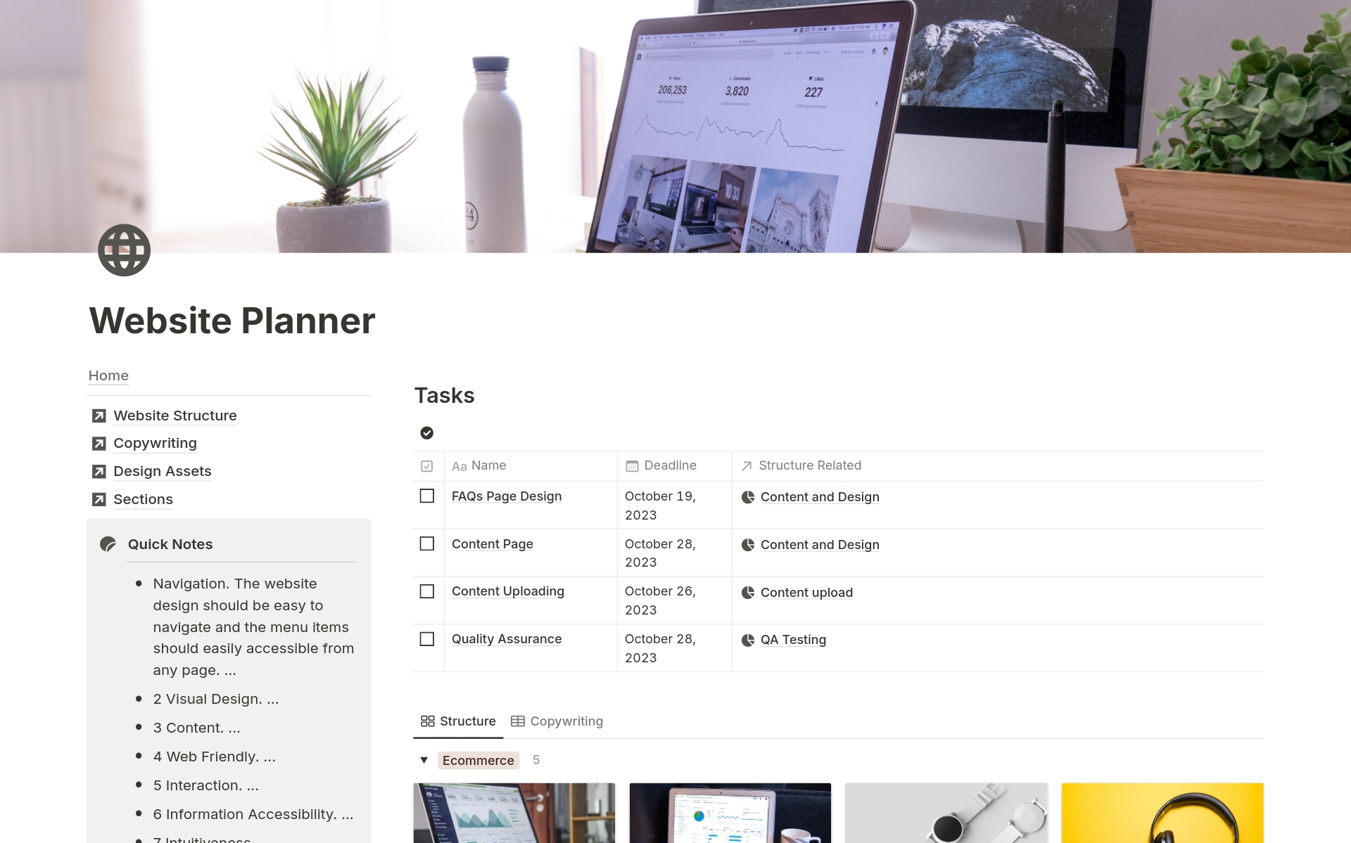 Streamline Your Website Planning, Messaging, and Design with the Tried, Tested, and Proven Website Planner Notion Template Solution.