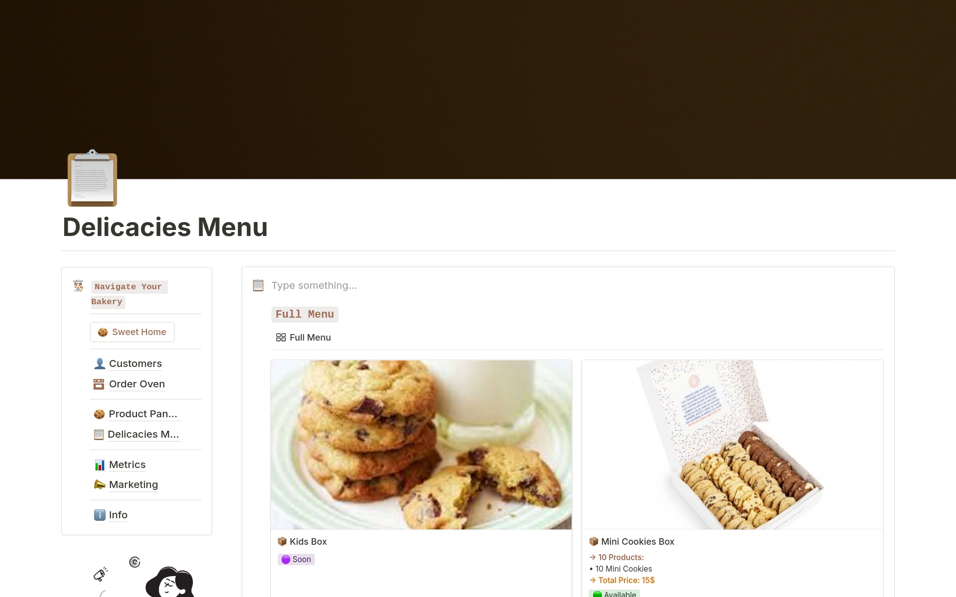 Cookie Command Center: Business Management will streamline your bakery's operations with our Notion template—manage orders, track products, and achieve your business goals! 🍪📈