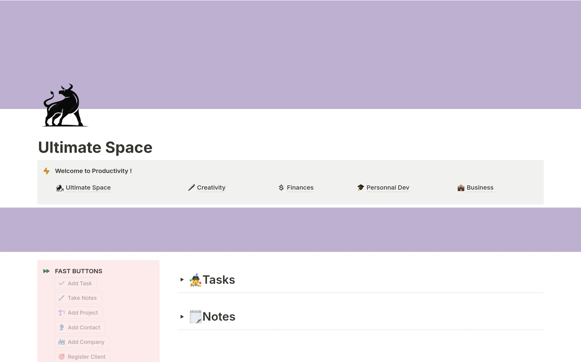 A template preview for Ultimate Workspace : Management of Projects