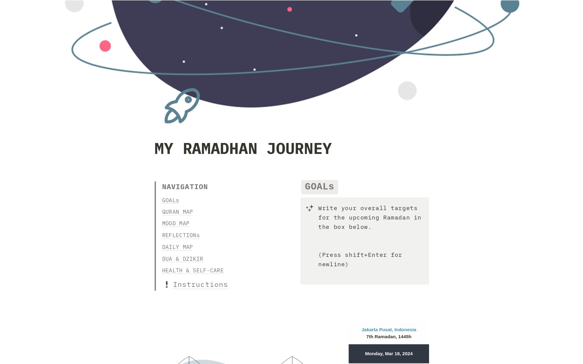 Ultimate Ramadhan Journalのテンプレートのプレビュー
